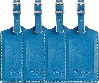 Travelambo Luggage Tags for Suitcases PU Leather Travel Tags Bag Tags Privacy Protection Travel Essentials