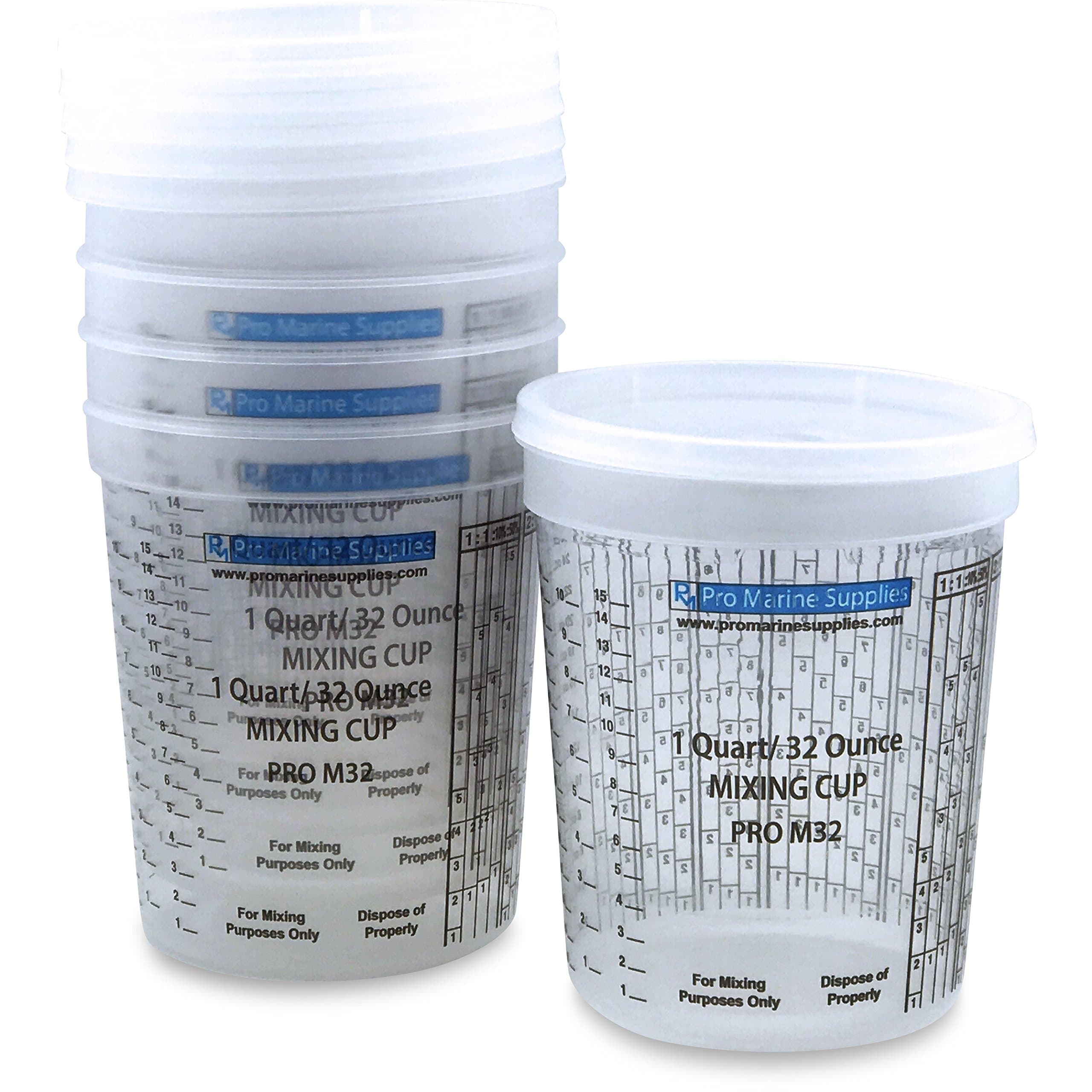 Paint Mixing Cups w/Lids Plastic Measuring Quick Mix (5 count) QUART