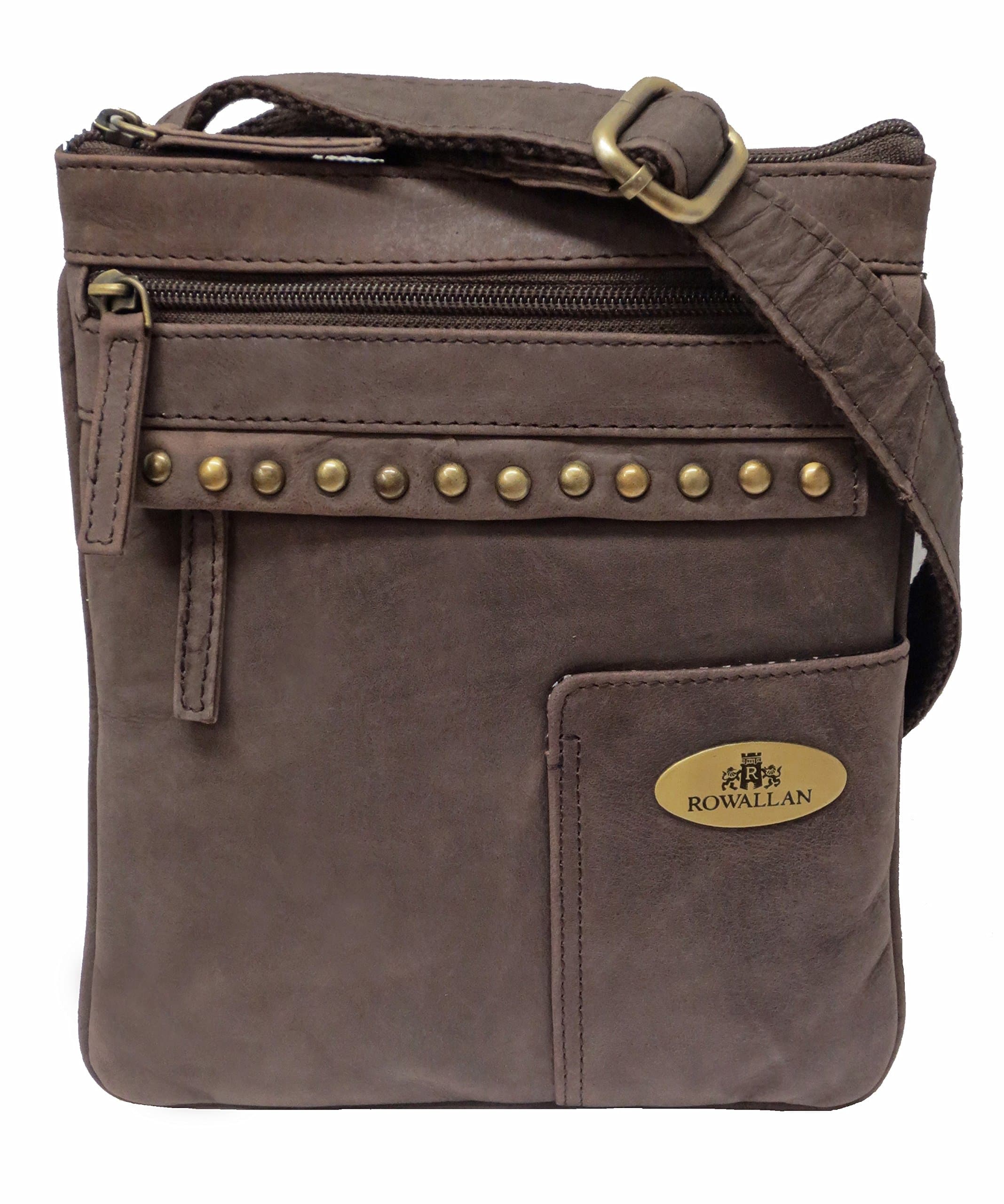 Rowallan Women's Brown Leather Shoulder Bag, Small