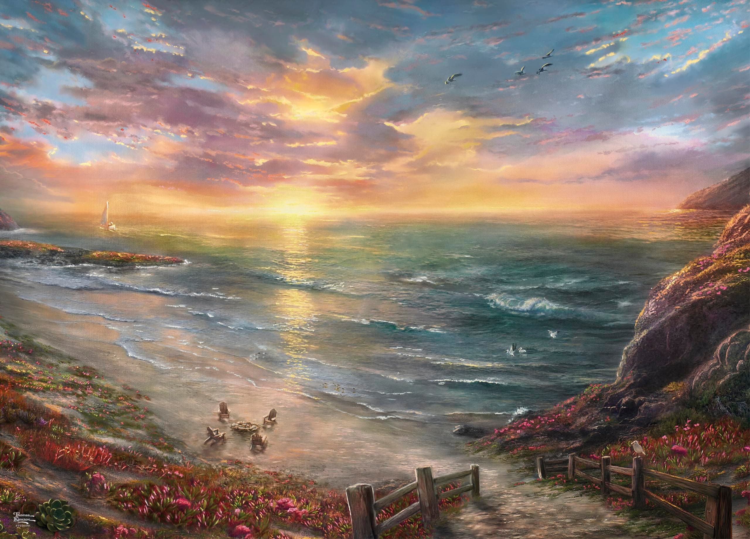 CeacoThomas Kinkade - Beachside Gathering - 1000 Piece Jigsaw Puzzle