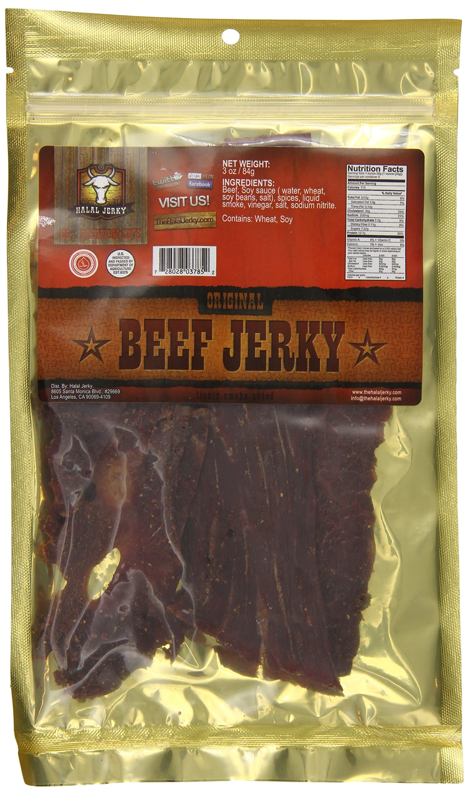 Halal Jerky Original Beef Jerky, 3 Ounce