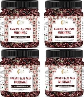 Organic Nature Banarasi Laal Paan Mukhwas [Mouth Freshener, Digestive, After-Meal Snack] [Jar Pack] (1200 Grams (Pack of 4 of 300 Grams))