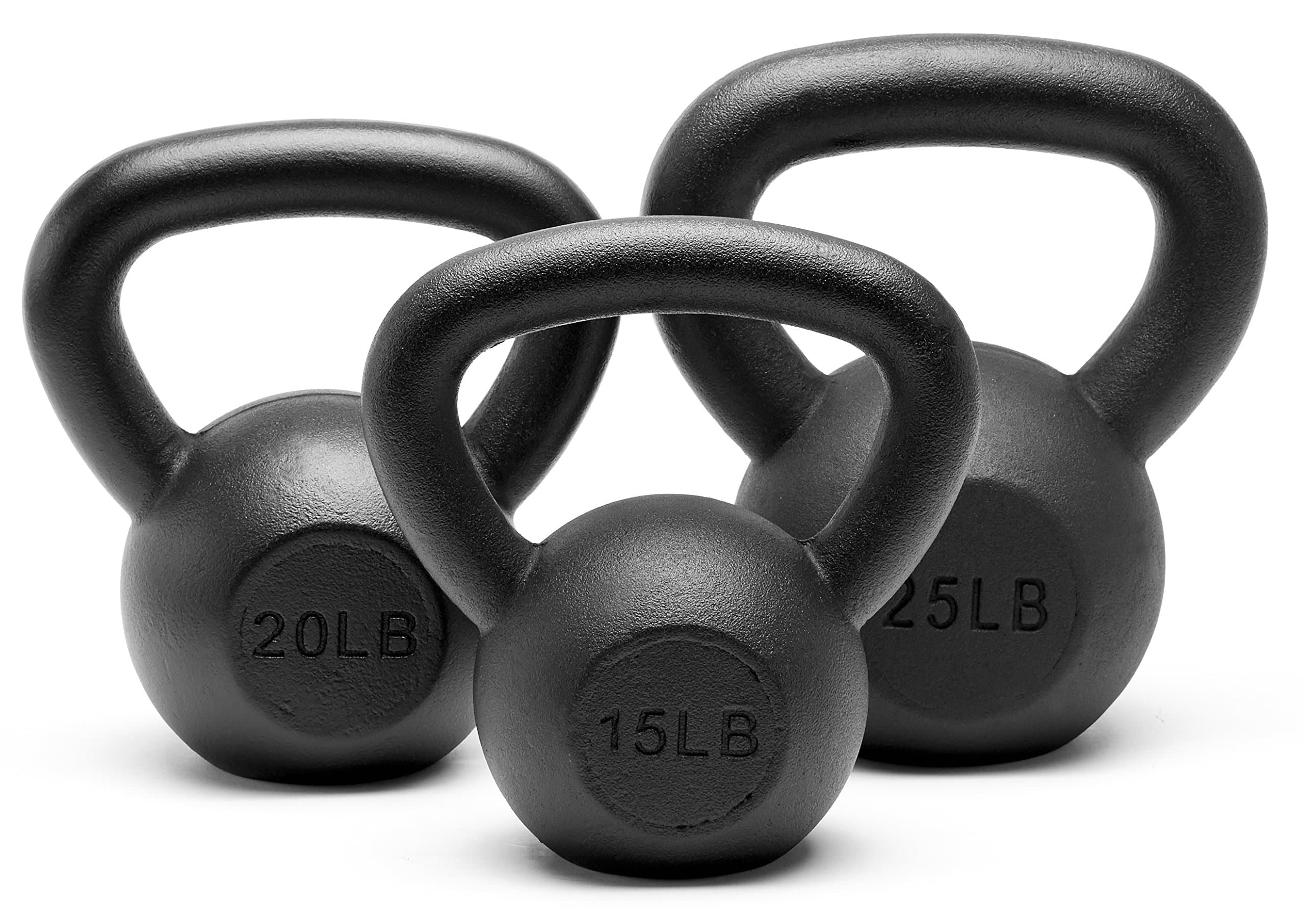 Powder Coated Solid Cast Iron Kettlebell Weights Set 5, 10 15, 20, 25, 30, 35, 40, 45 lbs All Combination