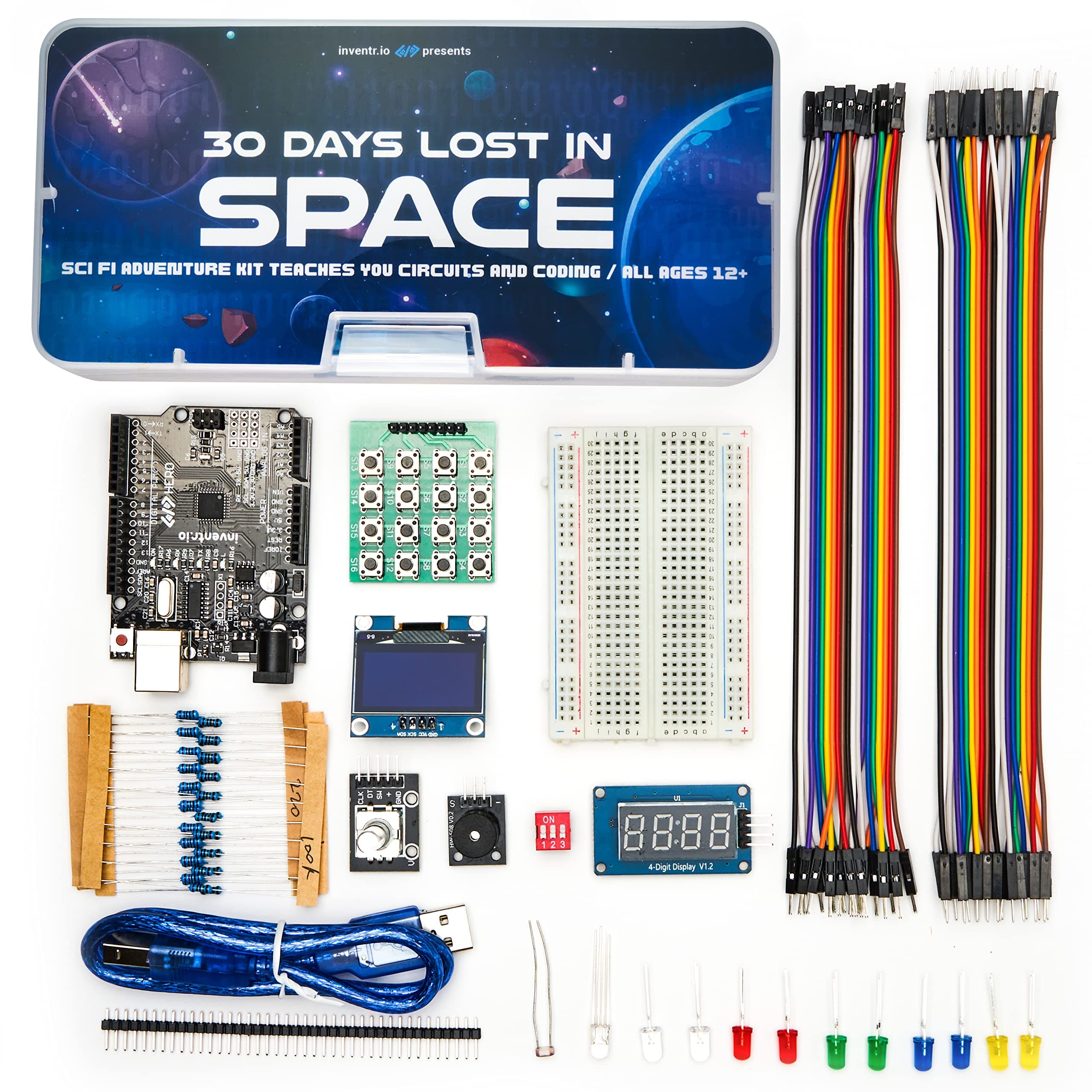 Adventure Kit: 30 Days Lost in Space | Premium STEM Coding Course for Adults & Teens | Robotics & Engineering Projects with Expert Teachers | Arduino IDE Compatible Kit