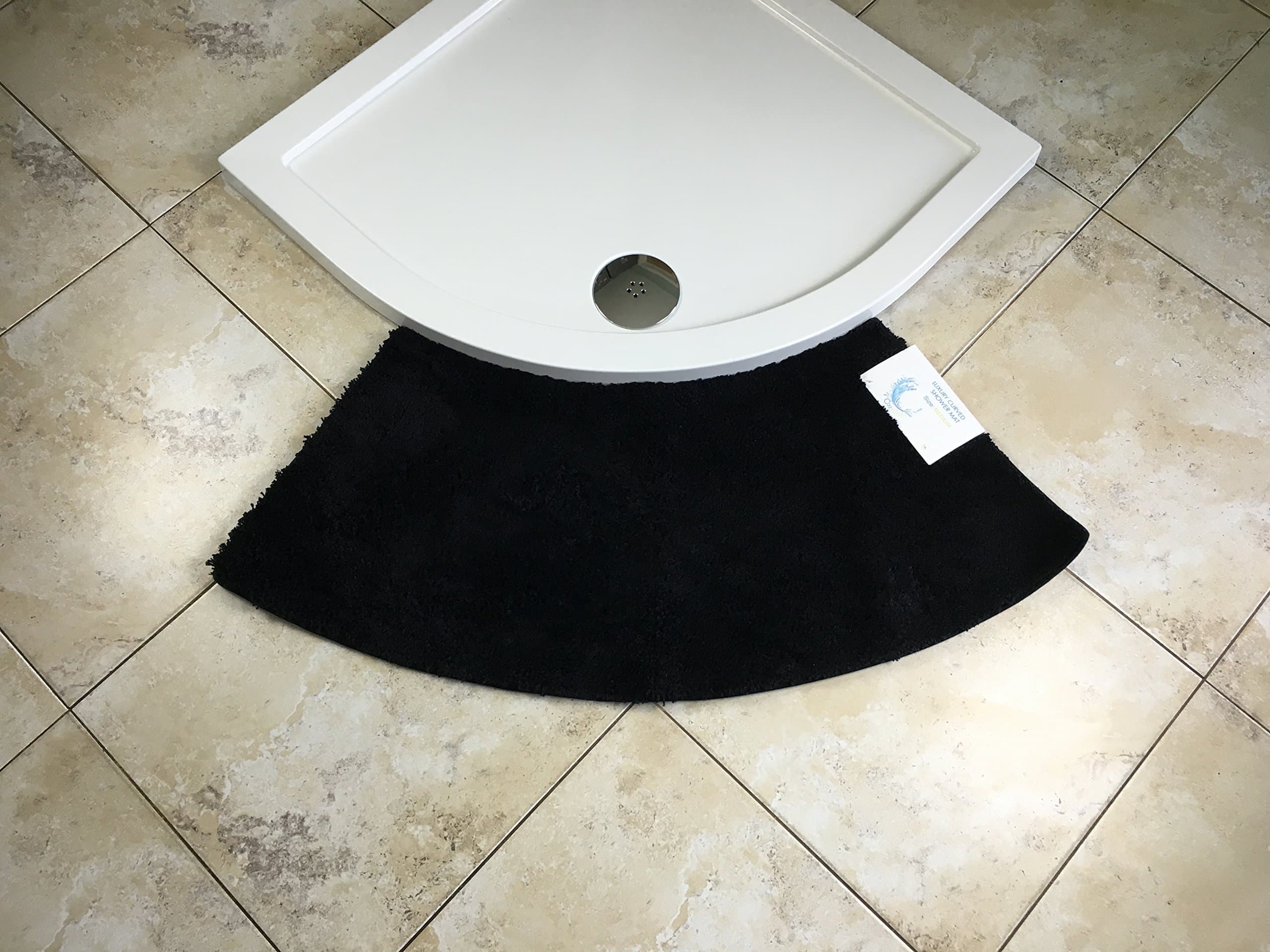 Cazsplash Luxury Quadrant Medium Curved Shower Mat (Black)