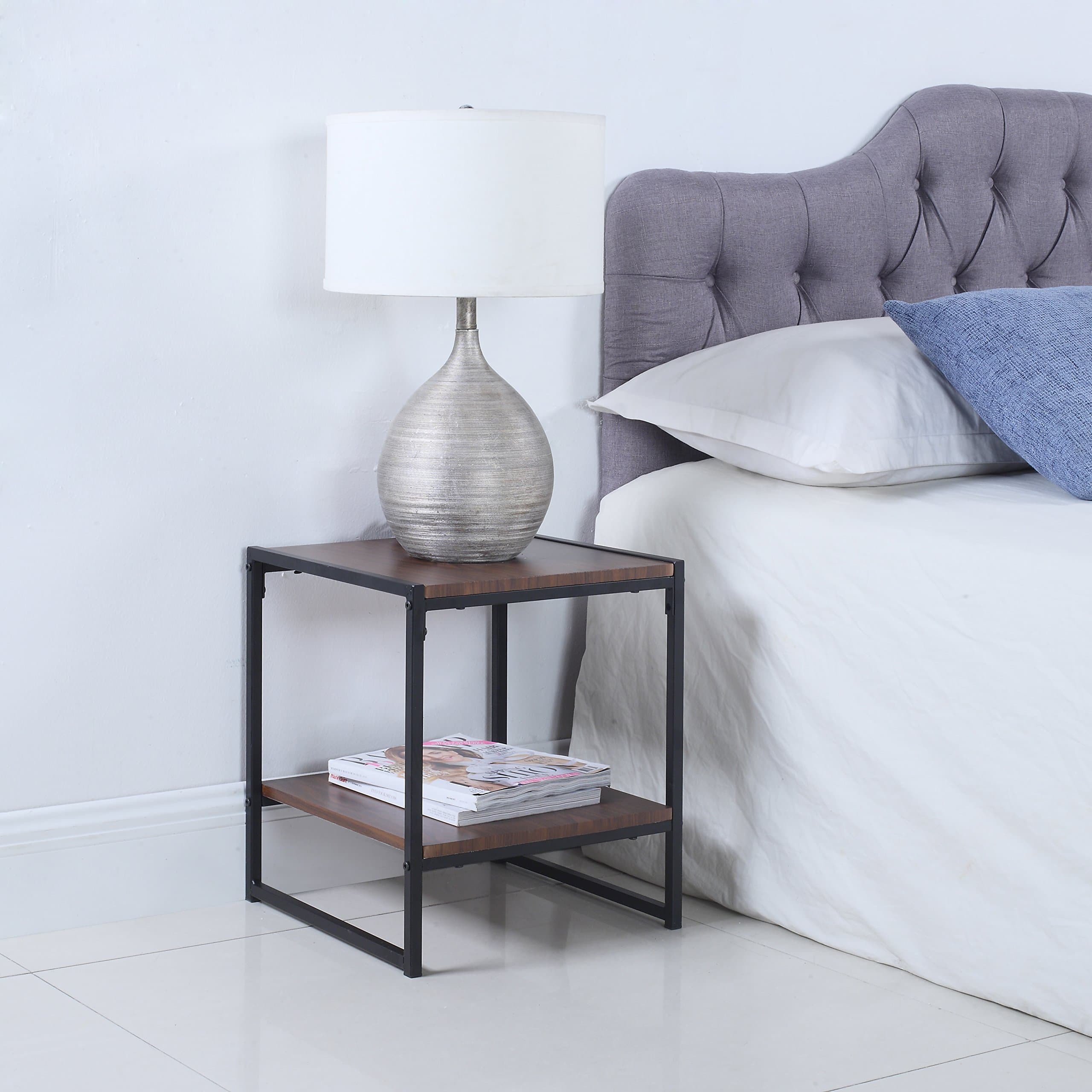 Madison Home Hillcrest Robinson Modern 16-inch Square Side Table Brown