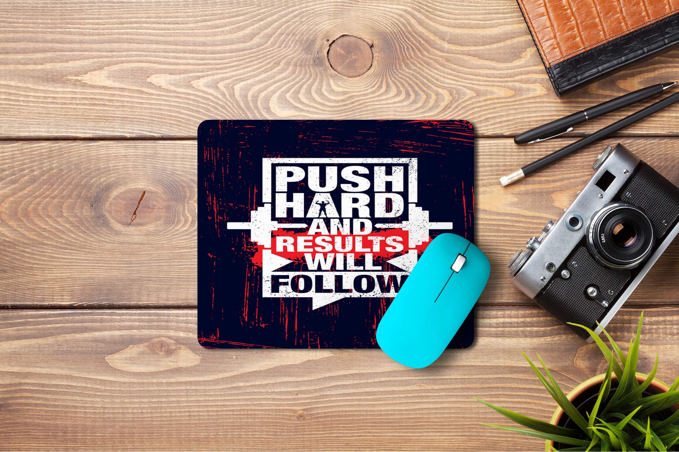 mpush Hard and Result wsd Printed Designer Premium Rubber Base Mouse pad for Laptop|Dekstop-7x8.5 Inches