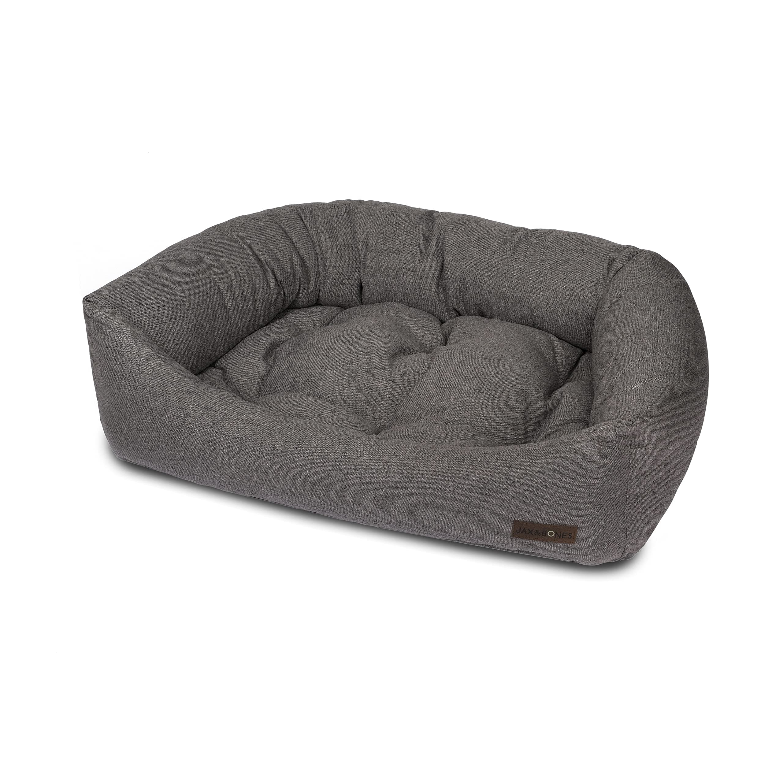 Jax & BonesDog Bed Napper - Lark Graphite Machine Washable Bed for Dogs - Extra Heavy Duty Bolstered Sides - Large Grey Dog Mat Beds | 40 x 32 Inches