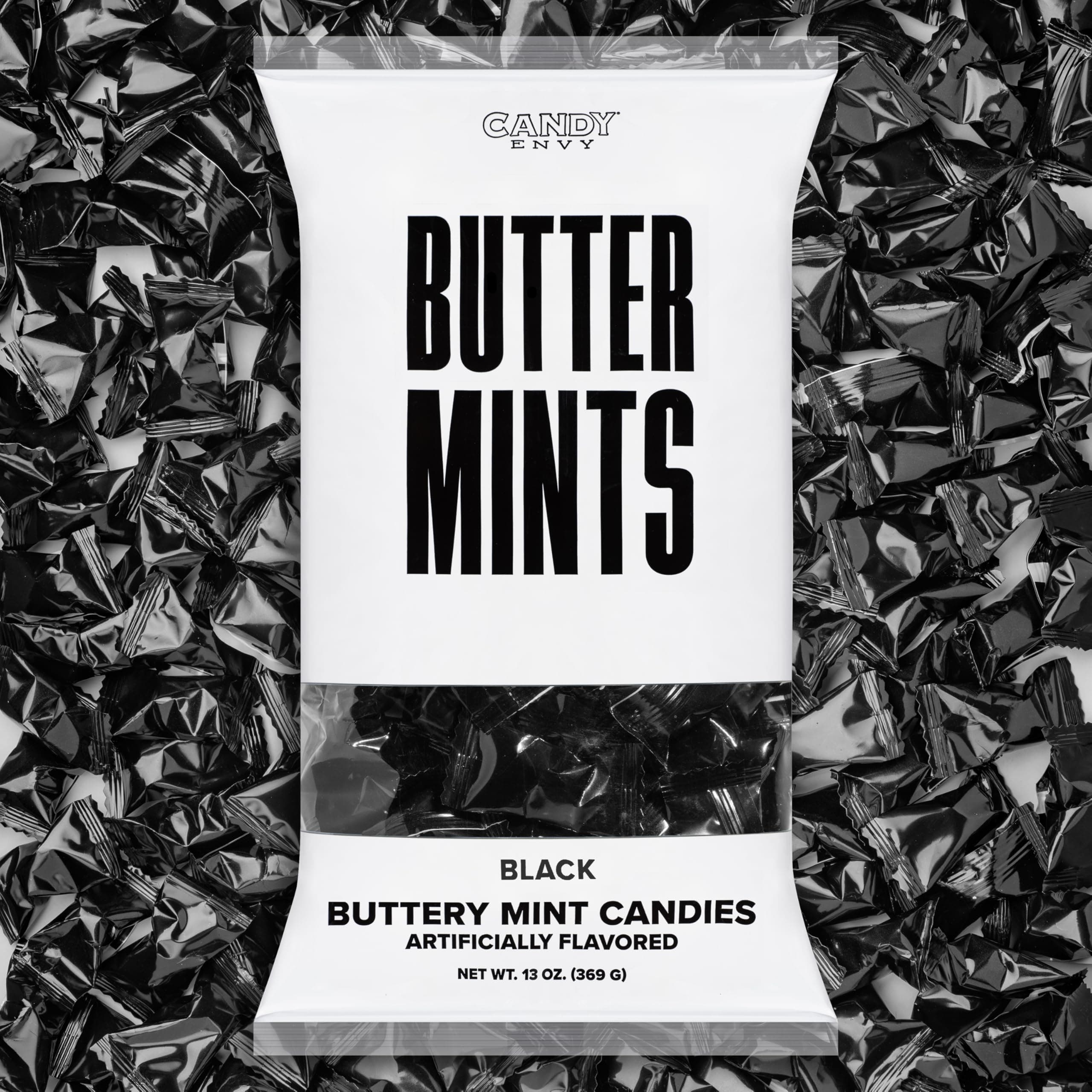 Black Wrapped Buttermints - 13 oz. Bag - 100 Individually Wrapped Candy Mints