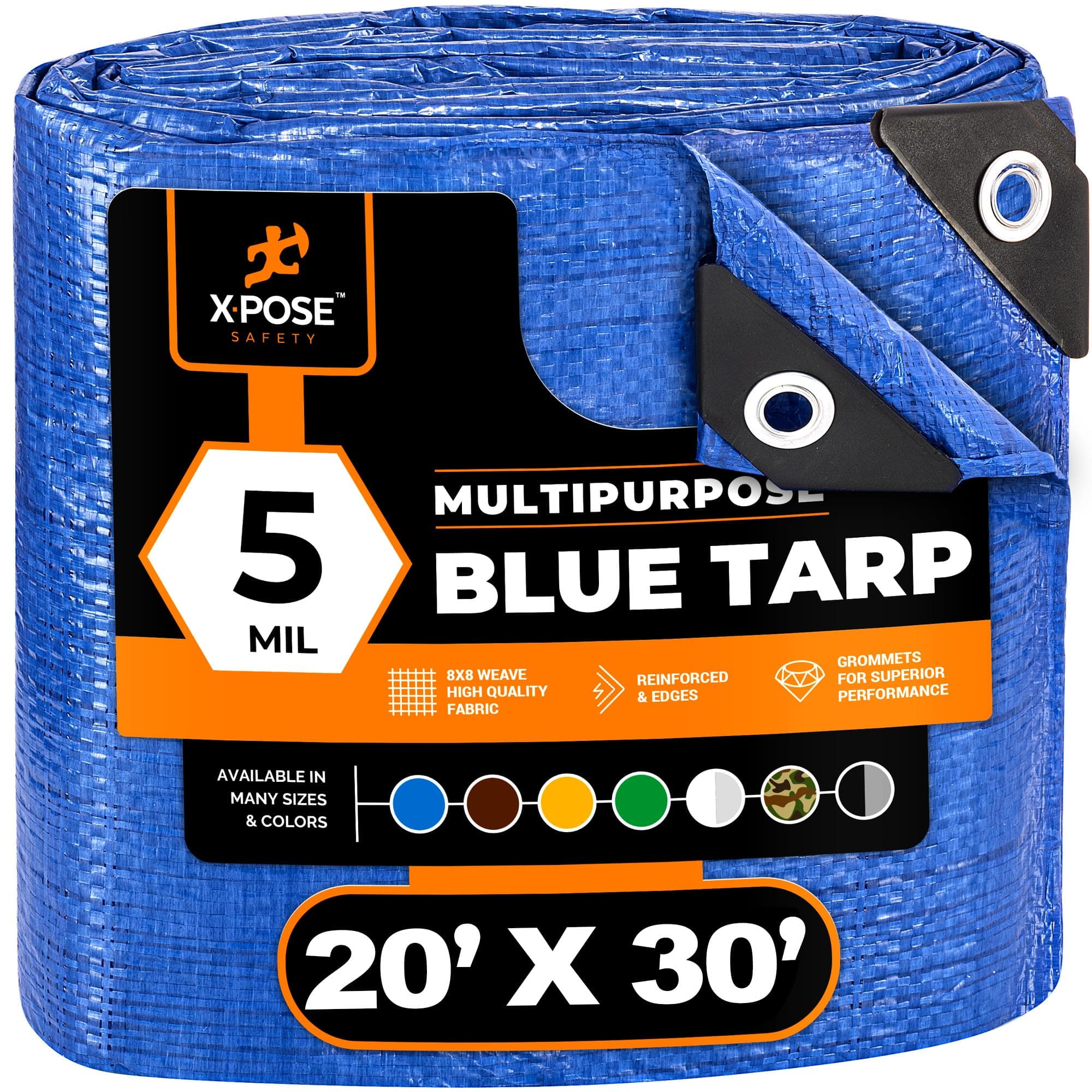 Better Blue Poly Tarp 20' x 30' - Multipurpose Protective Cover - Lightweight, Durable, Waterproof, Weather Proof - 5 Mil Thick Polyethylene - by Xpose Safety
