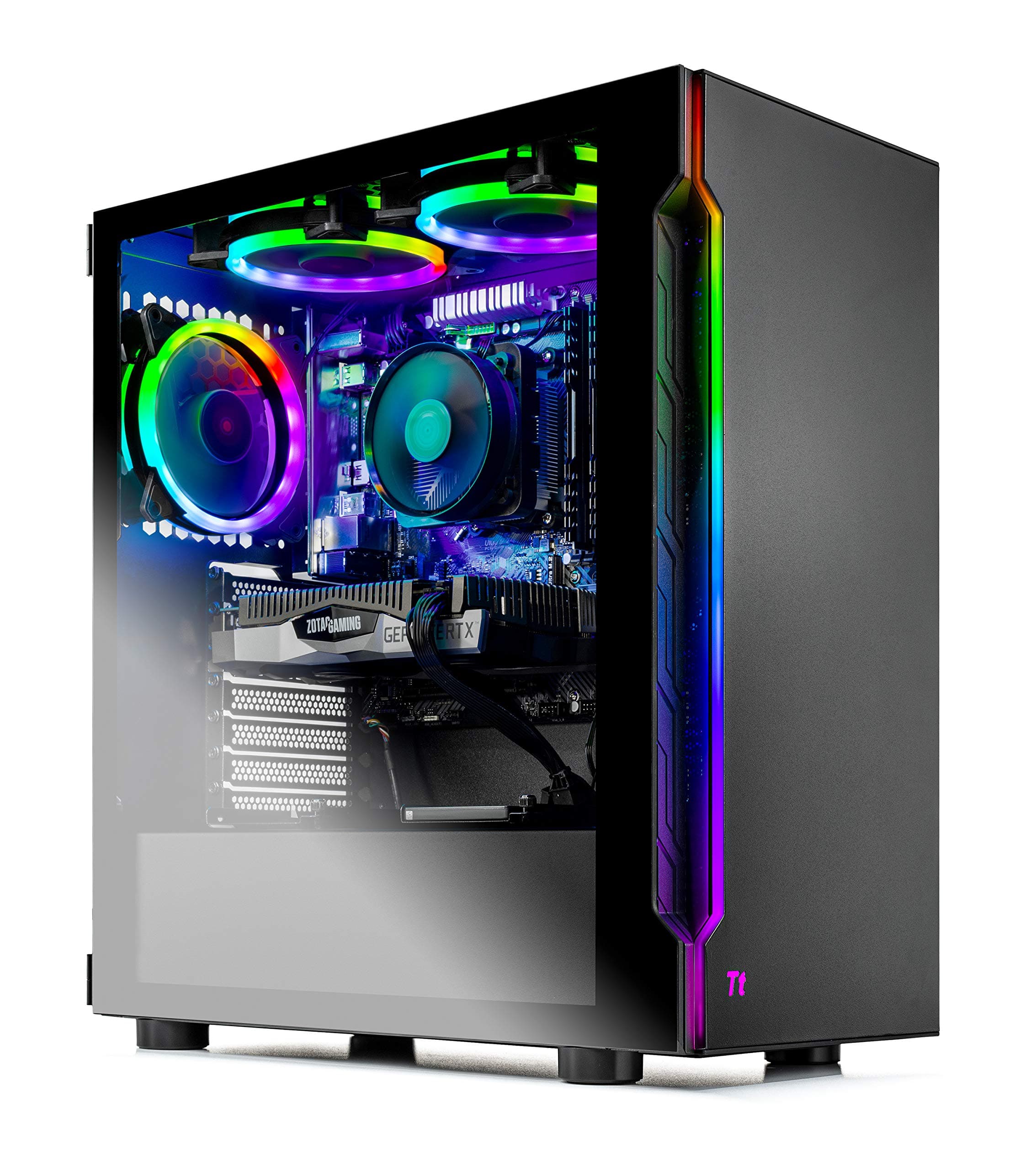 Brainstorm Corporation SkyTech Shadow 3.0 Gaming Computer PC Desktop - Ryzen 5 3600 6-Core 3.6GHz, RTX 2060 6G, 1TB SSD, 16GB DDR4 3000, RGB Fans, AC WiFi, Windows 10 Home 64-bit, Black