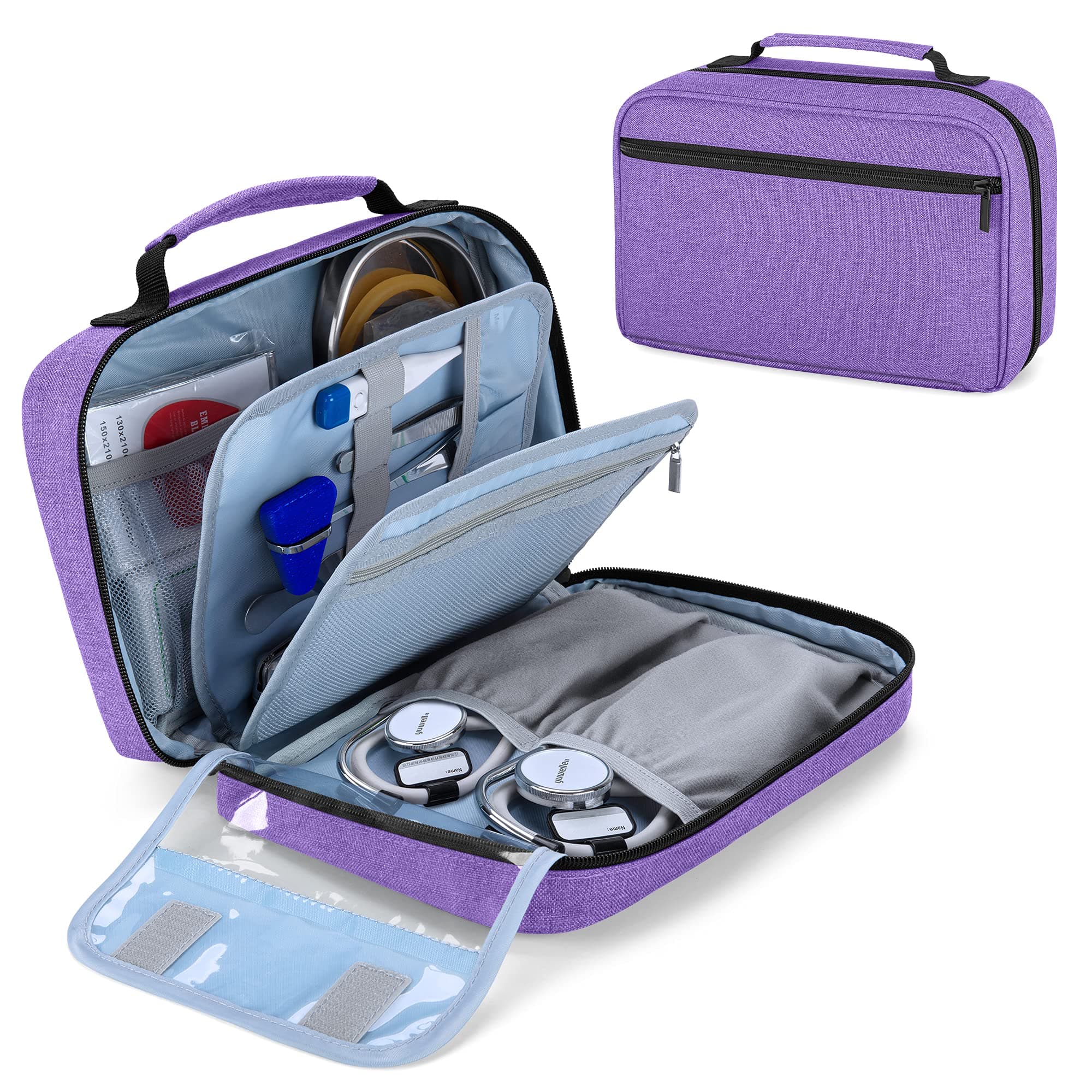 Damero Carrying Case for 2 Stethoscopes, Portable Stethoscope Case Compatible with 3M Littmann/ADC/Omron Stethoscope and Nurse Accessories, Purple