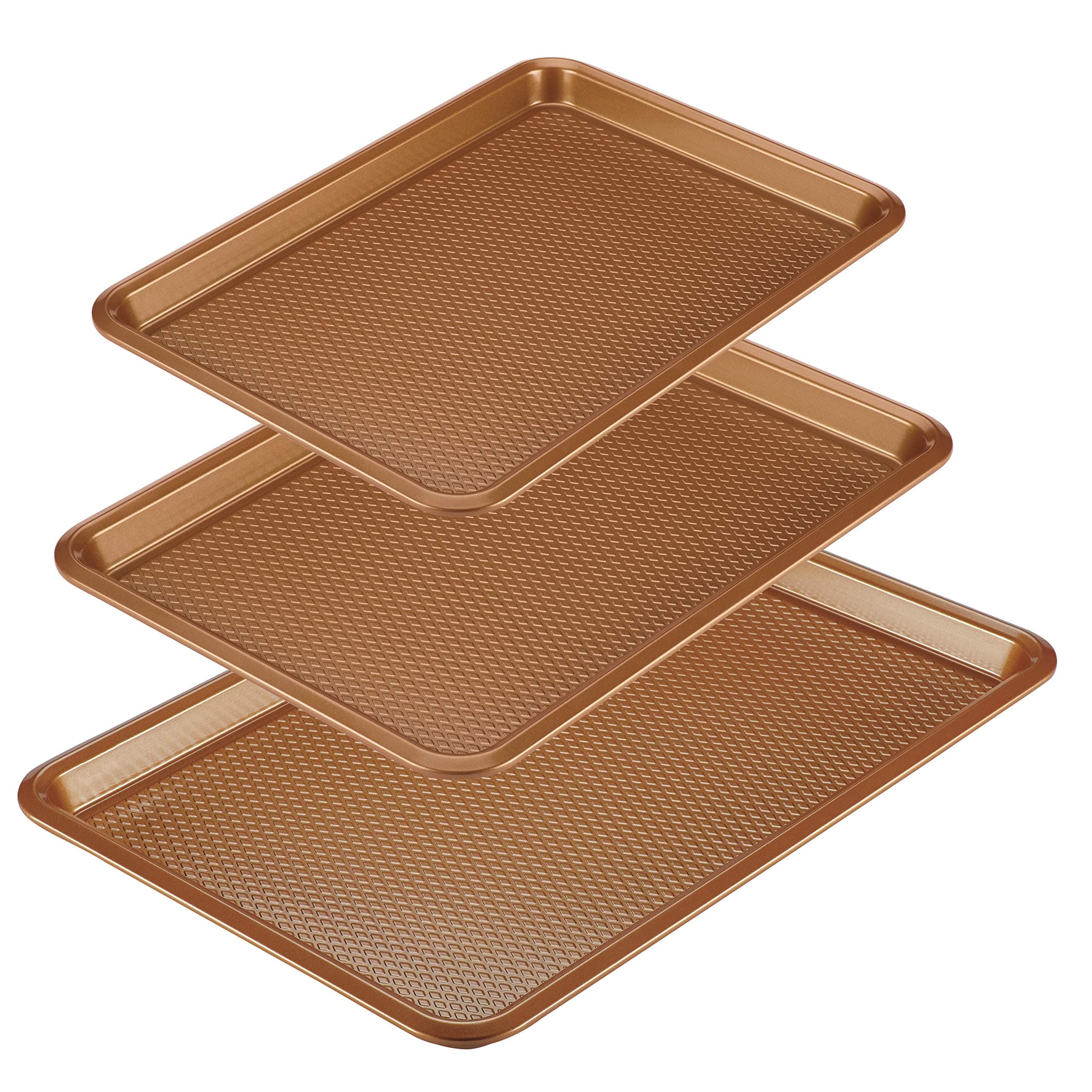 Ayesha Curry Nonstick Bakeware Set/Baking Pans - 3 Piece, Brown