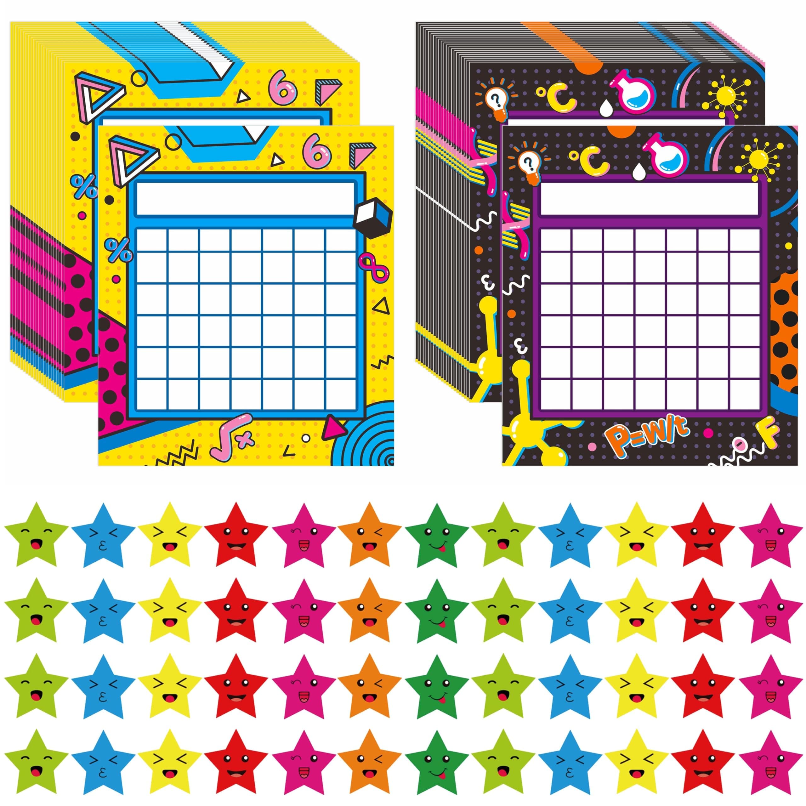 66 Pack Classroom Incentive Chart in 2 Designs with 2024 Star Stickers for Classroom Teaching or Family Using
