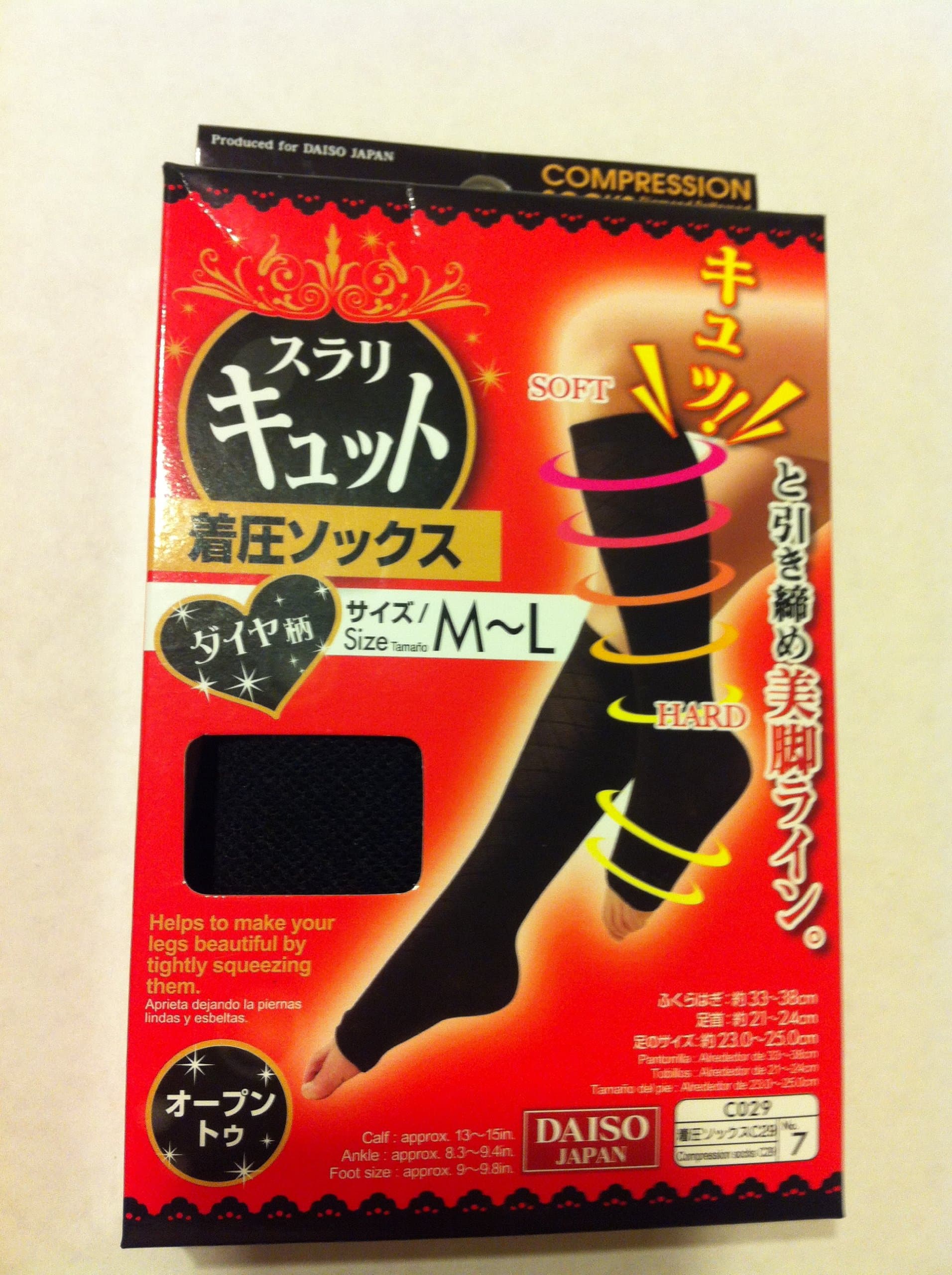 JAPAN HIGH COMPRESSION SLIMMING SOCKS OPEN TOES WITH DIAMOND PATTERNED SIZE M-L