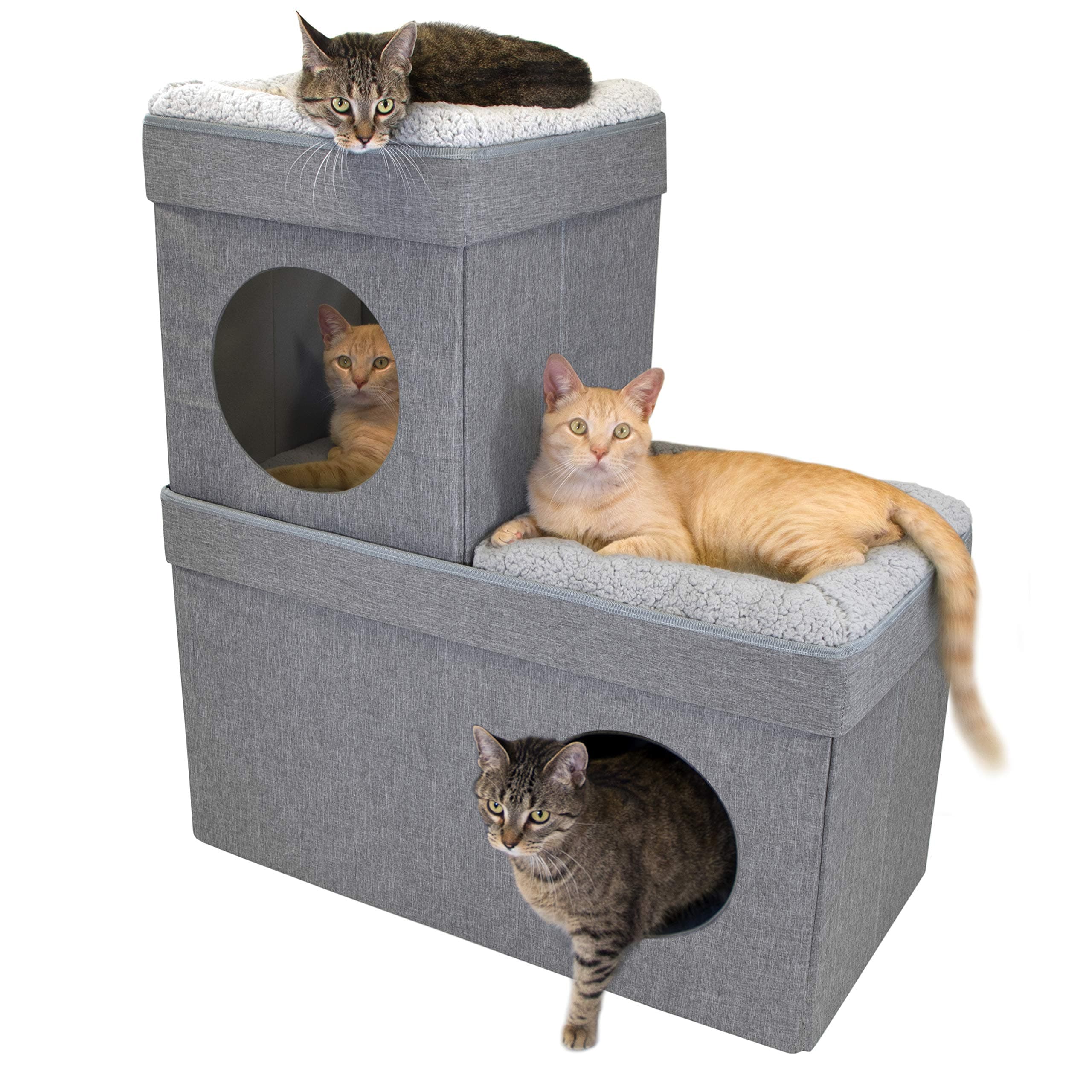 Kitty City Large Stackable Cat Condo, Cat Cube, Cat House, Pop Up Bed, Cat Ottoman