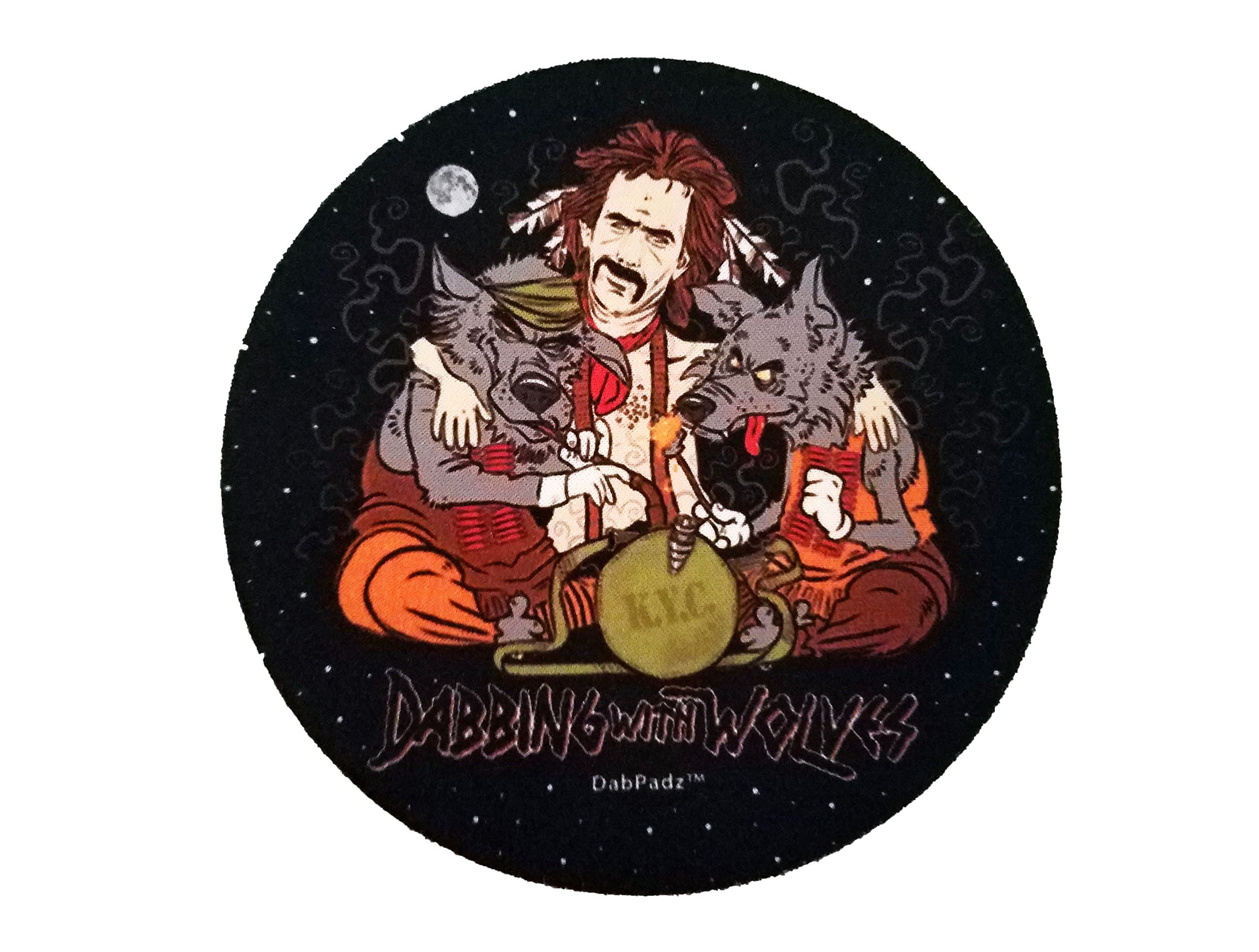 Dabbing With Wolves 5" Round Fabric Top Dab Pad Rig Mat