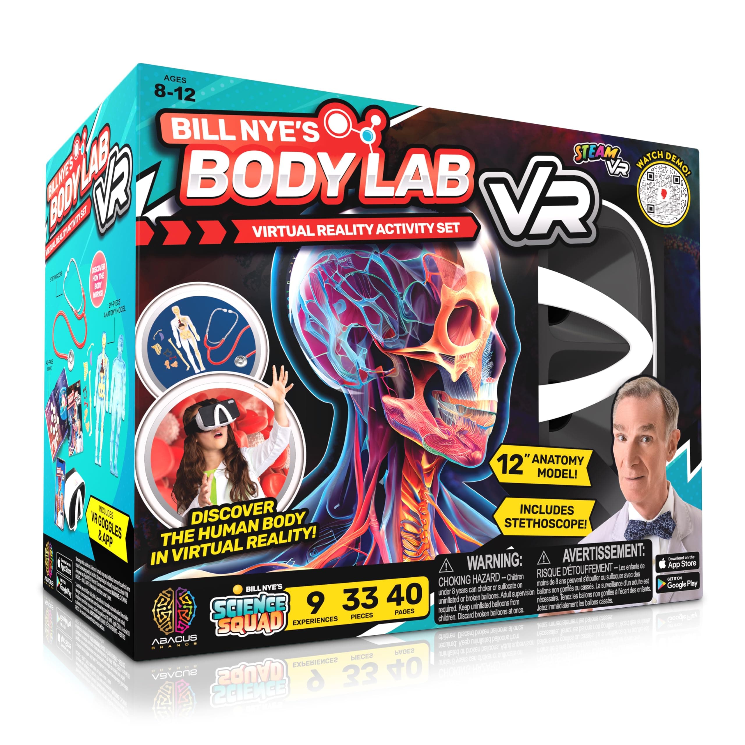 Abacus Brands Bill Nye's Science Squad: Body Lab VR - Virtual Reality Kids Science Kit, Book and Interactive Learning Activity Set - for Ages 8 and Up