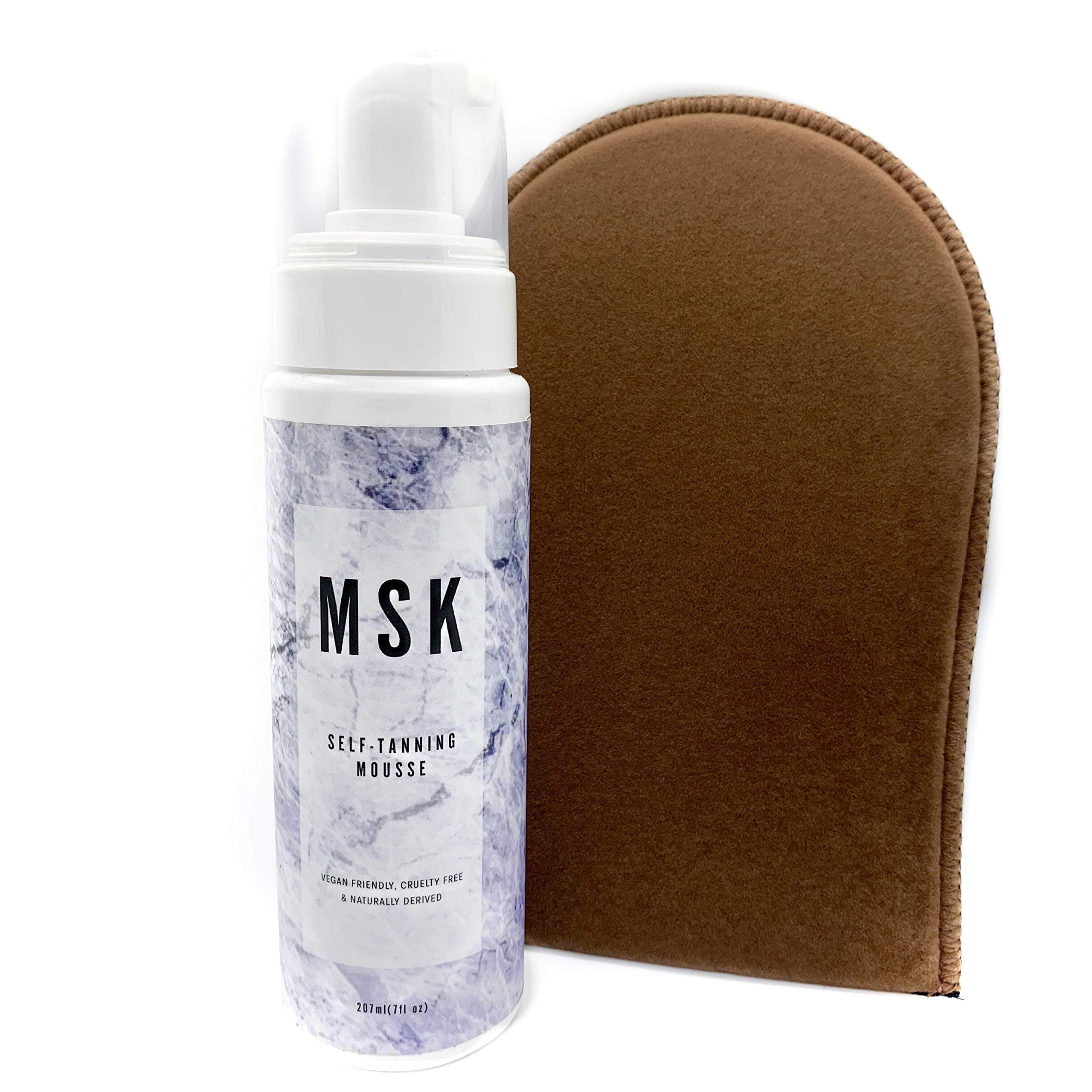 MSK Self Tanning Mousse - Long Lasting Extra Dark All Natural Vegan Formula - Applicator Mitt Included - Moisturizing Bronzing & Sunless Self Tanner Foam - Streak Free Instant Tan (7fl oz/ 207ml)