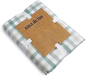 Casa De Lan Rectangle Table Cloth - Table Cover - Wrinkle Free Cover - Cotton Mitered Stitched - Multicolor Check Cover - Kitchen Dining, Wedding, Decorations, & Parties - 60'' x 120'' - Green
