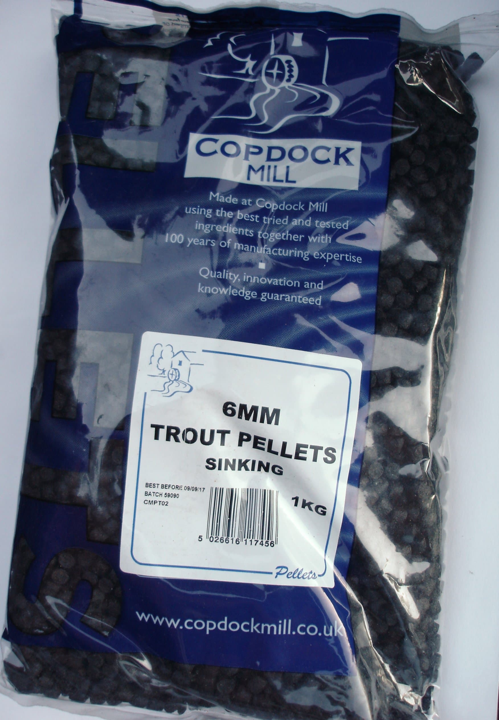 Copdock Mill 6mm SINKING ELITE TROUT PELLETS - 1Kg Bulk Pack