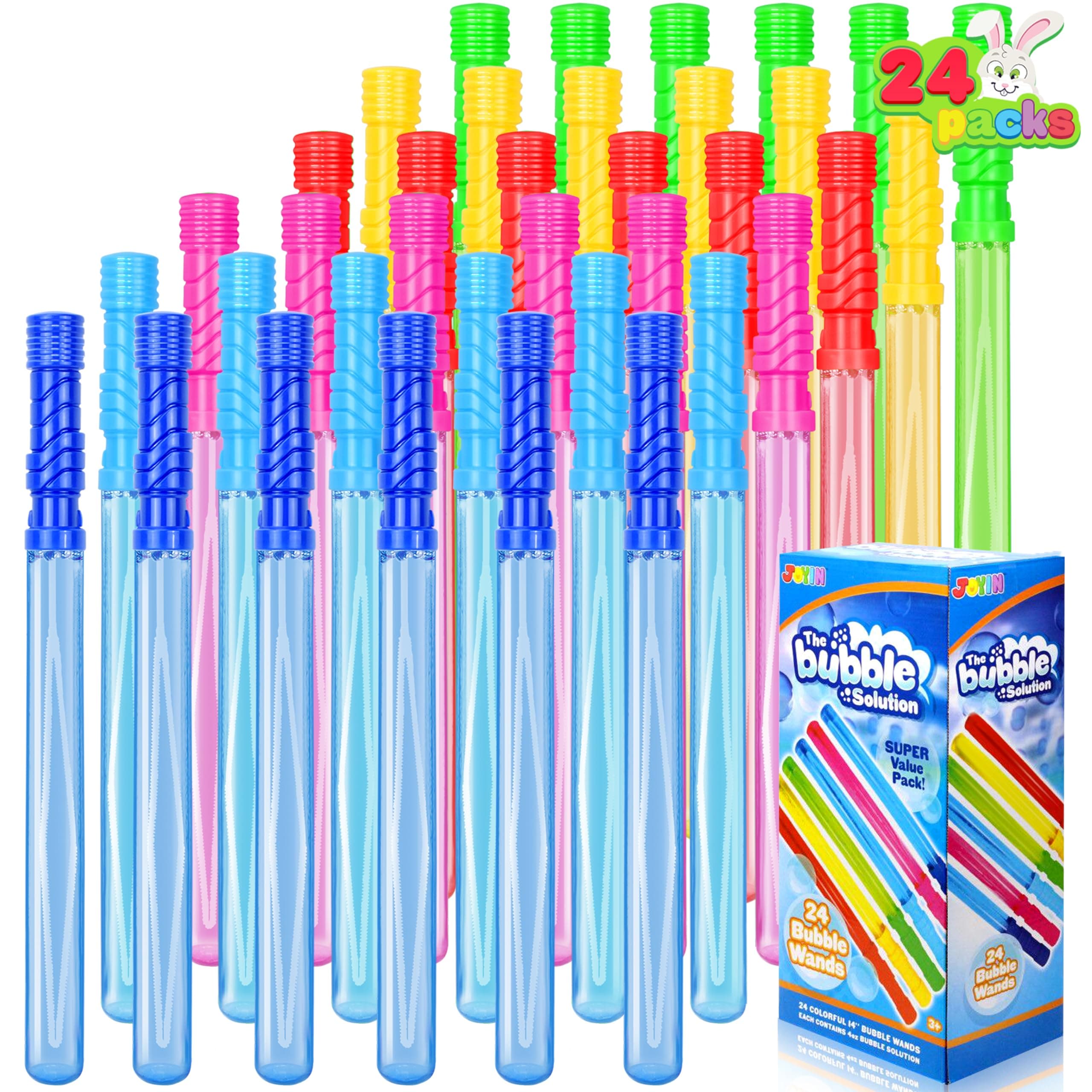 JOYIN 24 Pack 14"(35.5 Age 3+cm) Big Bubble Wands Bulk (2 Dozen) for Summer Toy, Outdoor/Indoor Activity Use, Easter, Bubbles Party Favors Supplies for Kids bubbles party bag fillers