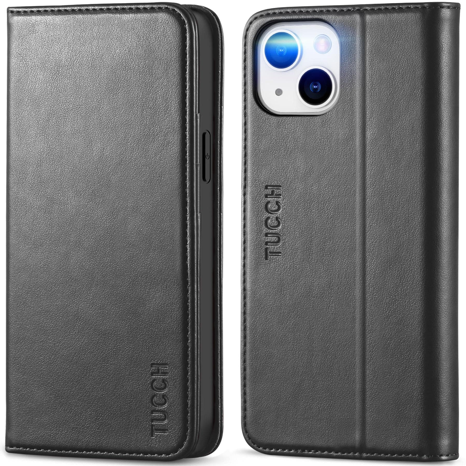 TUCCH Case Wallet for iPhone 14 6.1", [3 Card Holder] Slots [RFID Blocking] Stand Flip Folio PU Leather Cover, with [TPU Shockproof Interior Case] Compatible with iPhone 14 2022, Classic Black