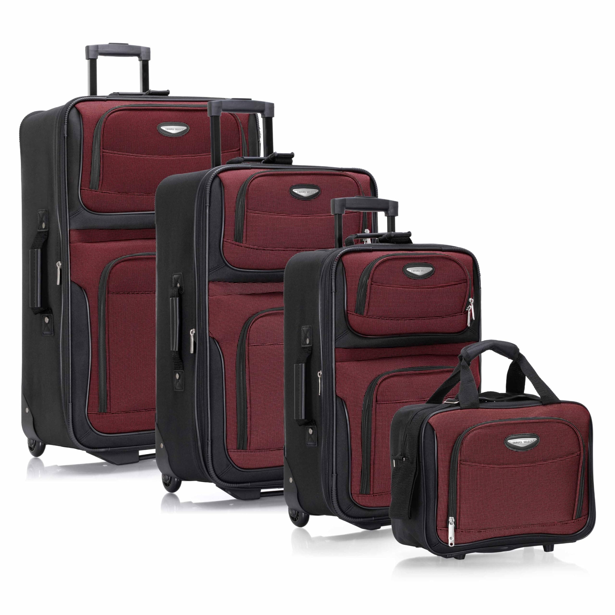 Travel Select Amsterdam Softside Expandable Luggage with Rolling Wheels, Red, 4-Piece Set (15/21/25/29)
