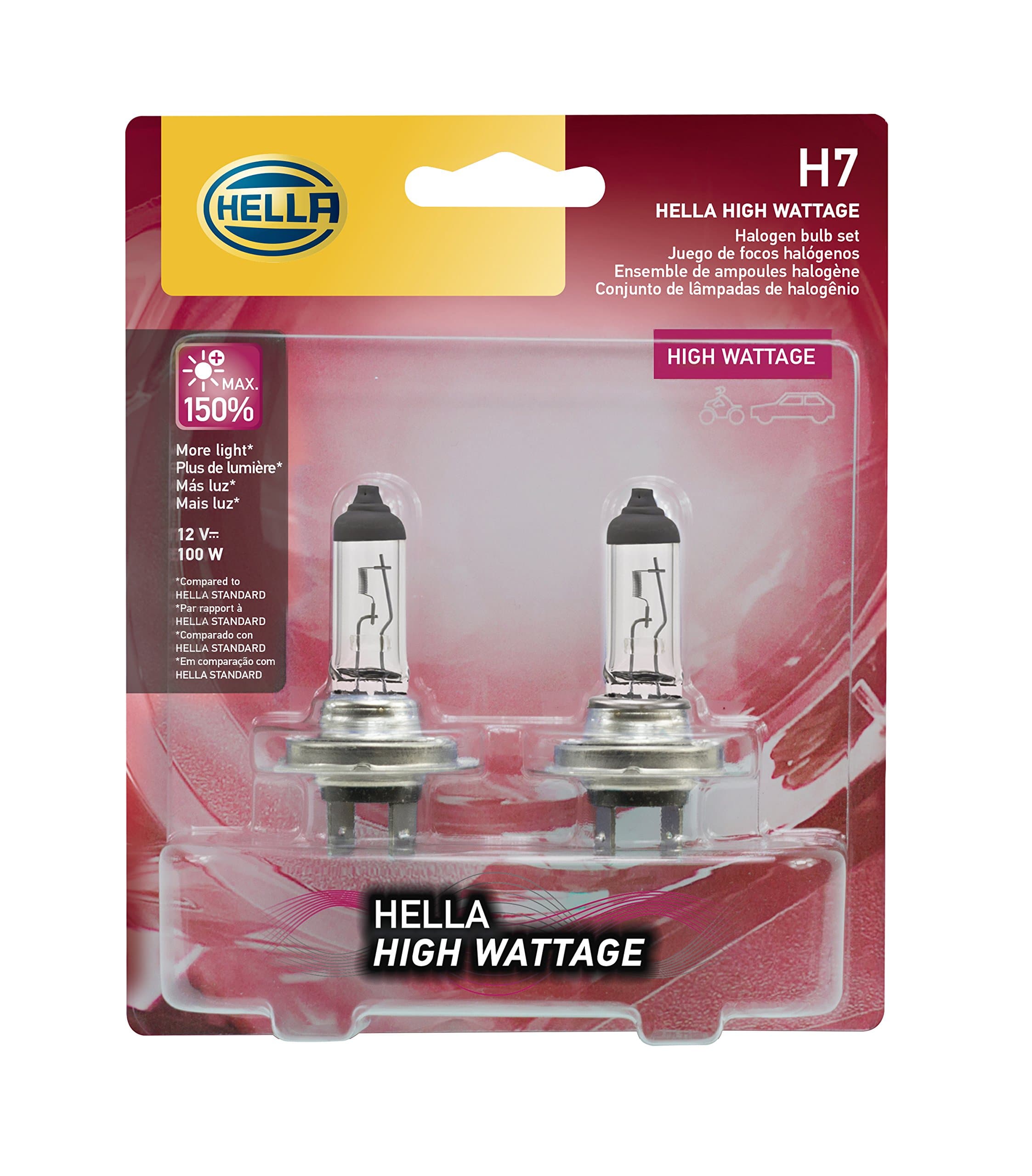 H7 100Wtb High Wattage Bulbs, 12V, 2 Pack