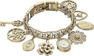 Anne Klein Women's Premium Crystal Accented Charm Bracelet Watch