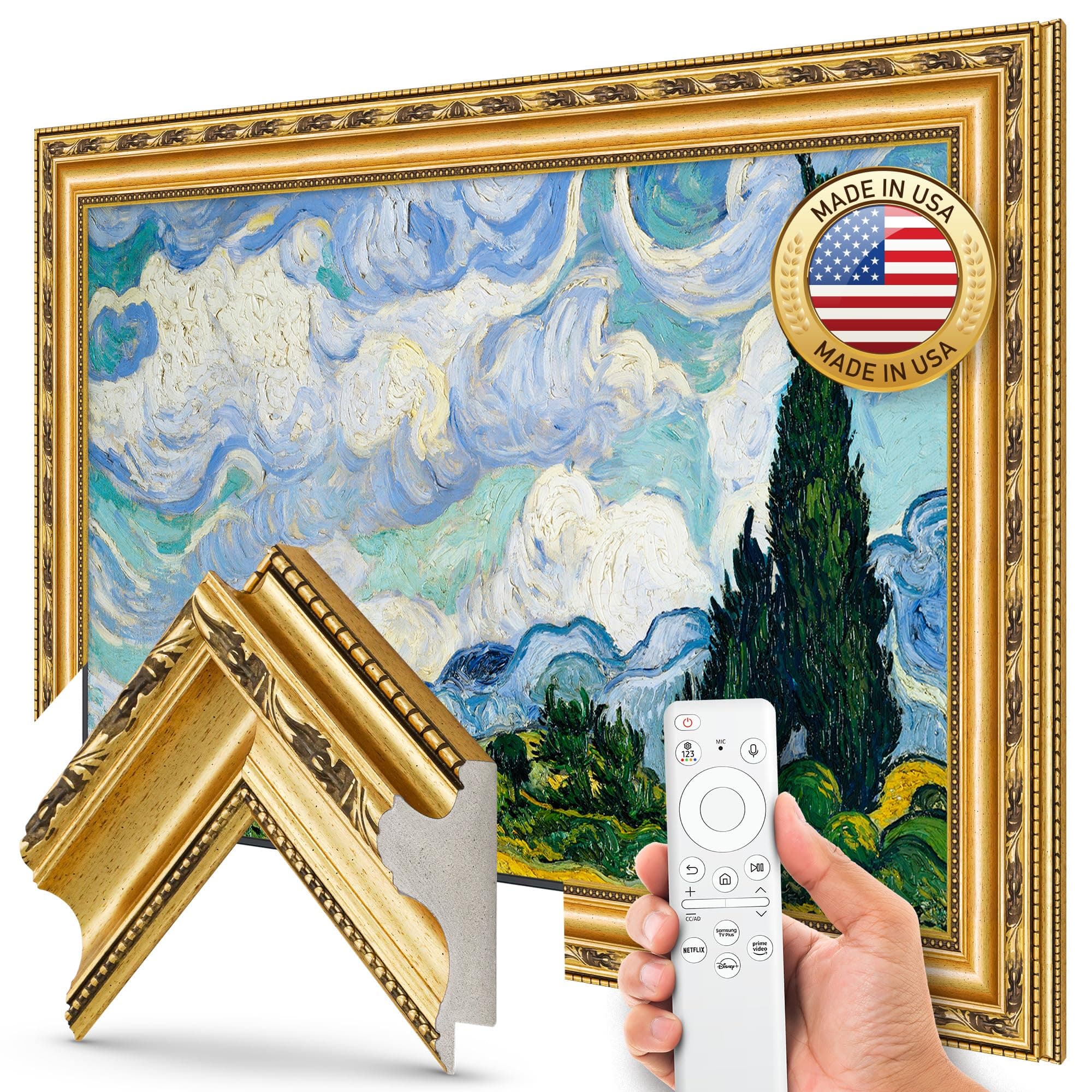 Deco TV Frames - Ornate Gold Smart Frame Compatible ONLY with Samsung The Frame TV (3" Color Chip)
