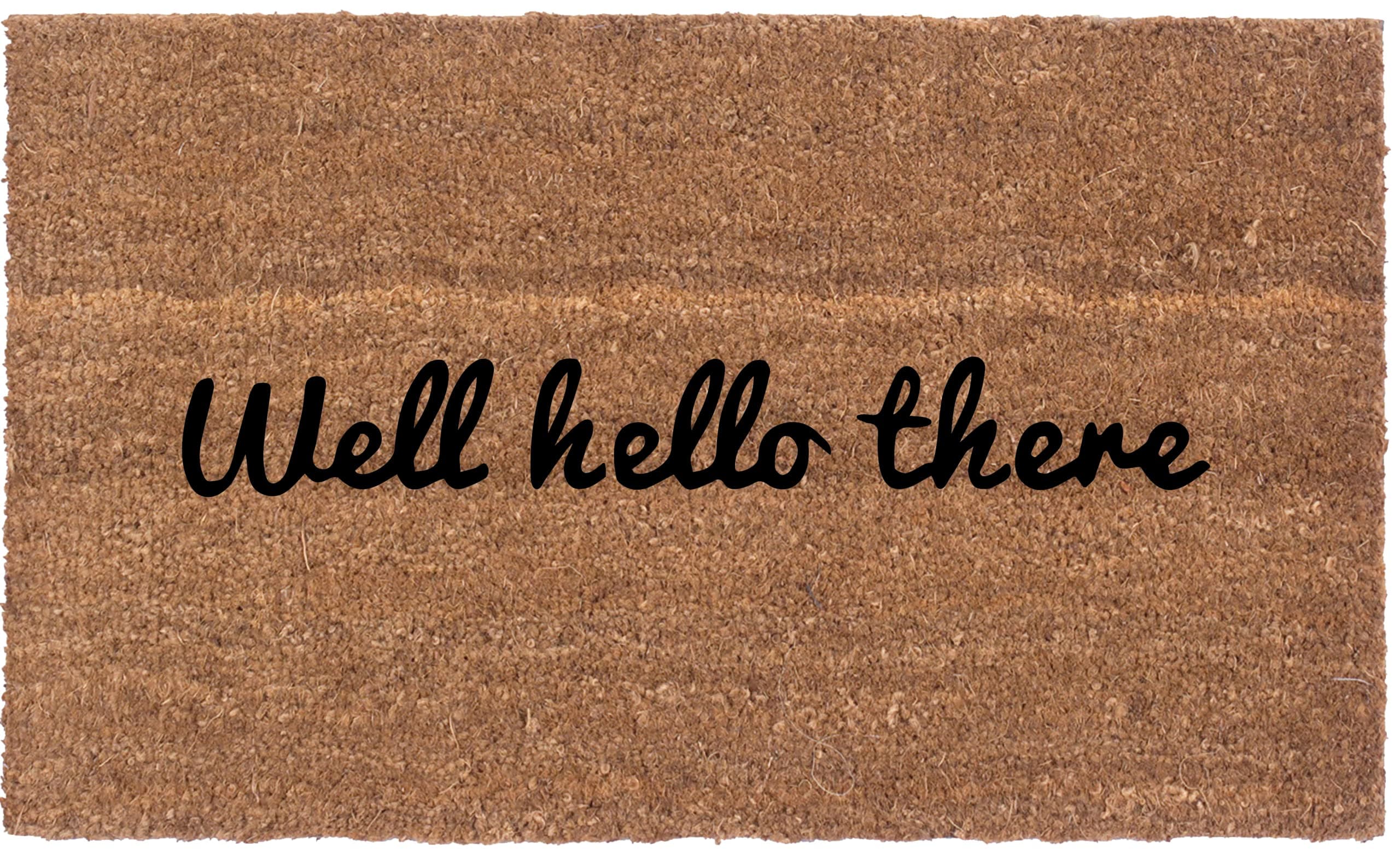 COCO MATS 'N MORE Front Door Mat (22" x 36") - Durable Outdoor Mat to Welcome Guests, Non-Slip with Vinyl Backing, Durable Coconut Coir, Well Hello There