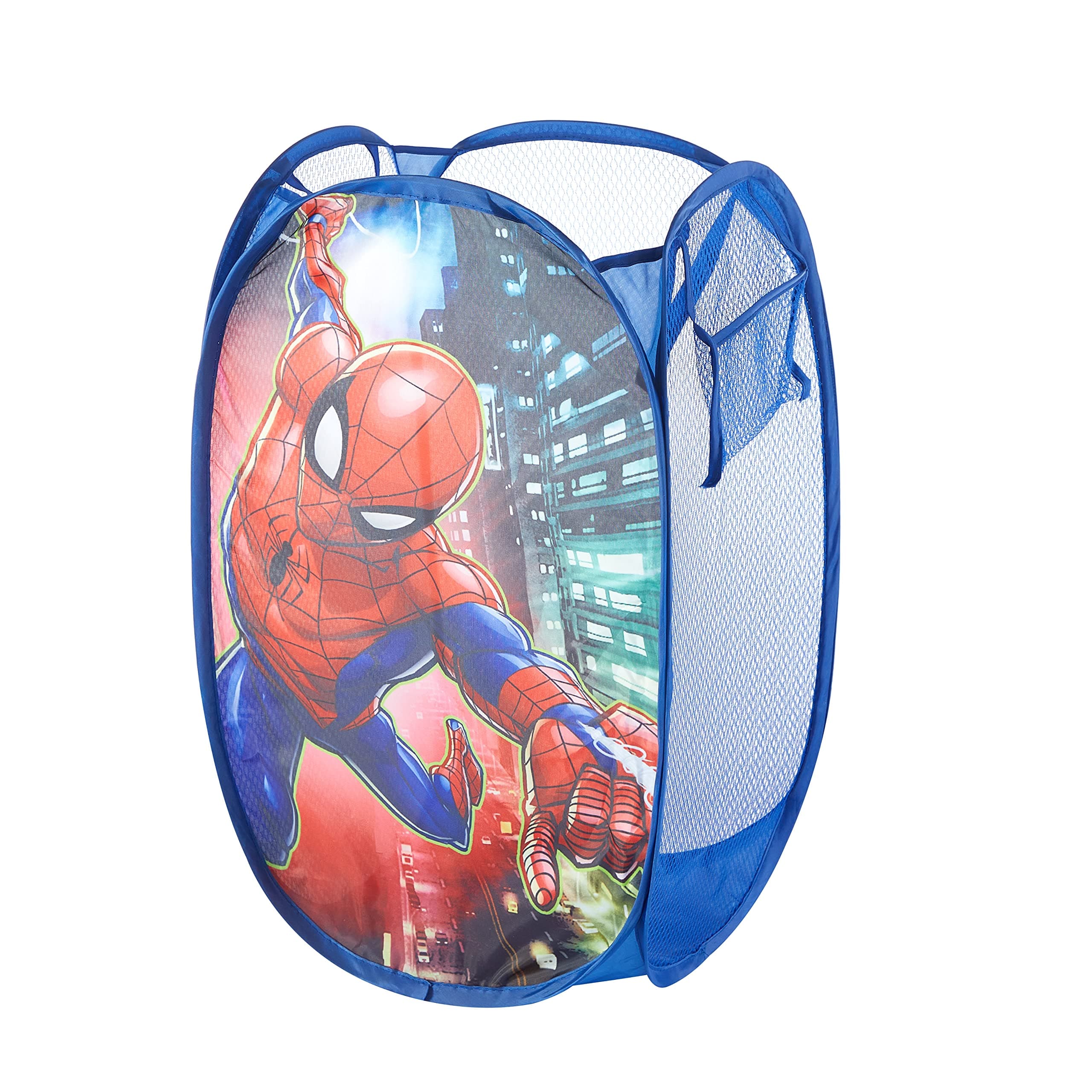 Marvel Idea Nuova Spiderman Pop Up Hamper with Durable Carry Handles, 21"" H x 13.5"" W L, red