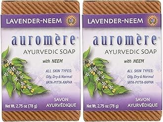 AuromereAyurvedic Bar Soap, Lavender Neem - Eco Friendly, Handmade, Vegan, Cruelty Free, Natural, Non GMO (2.75 oz), 2 pack