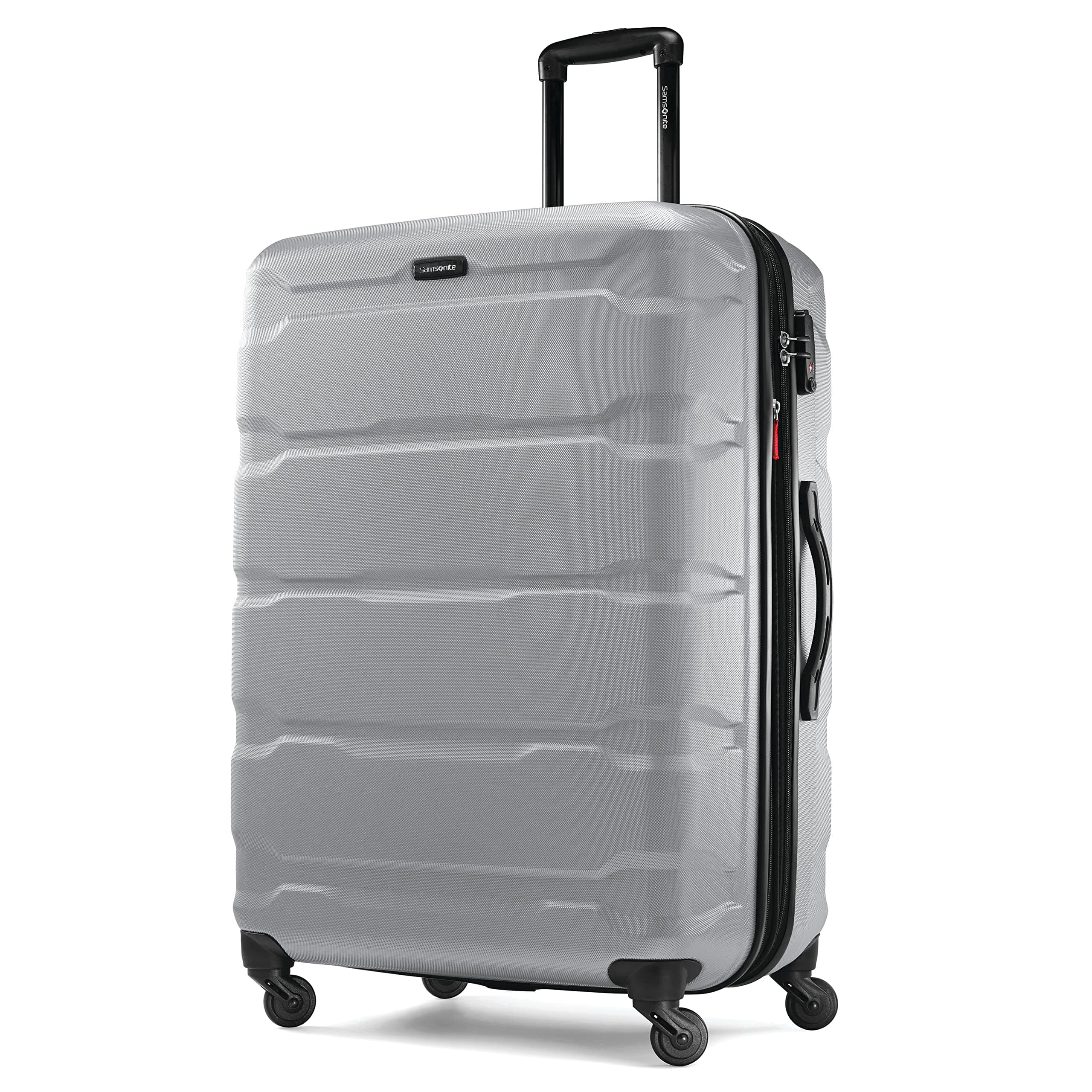 Omni PC Hardside Expandable Luggage with Spinner Wheels, Silver, Checked-Large 28-Inch