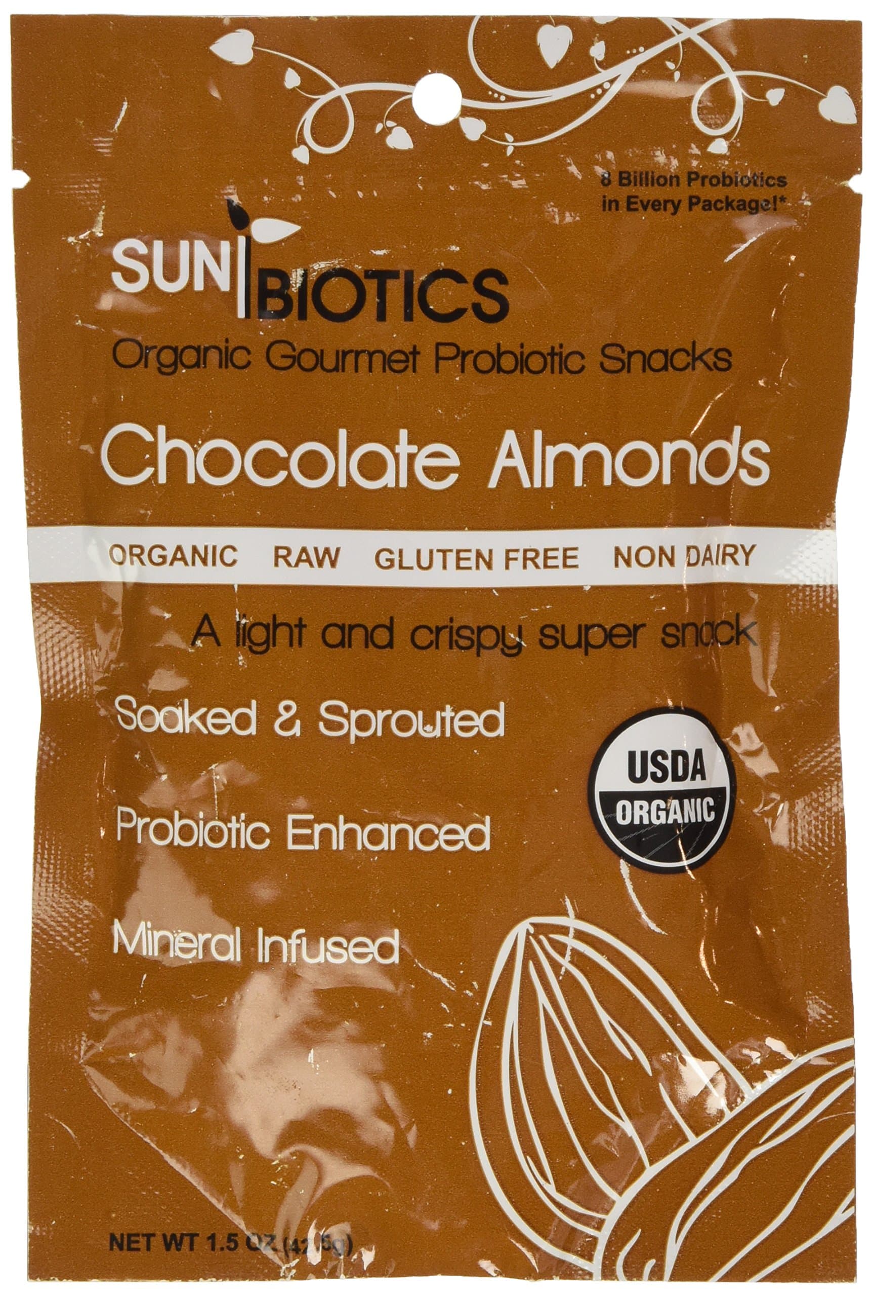 Sunbiotics Chocolate Almonds with Probiotics 1.5 oz Pkg