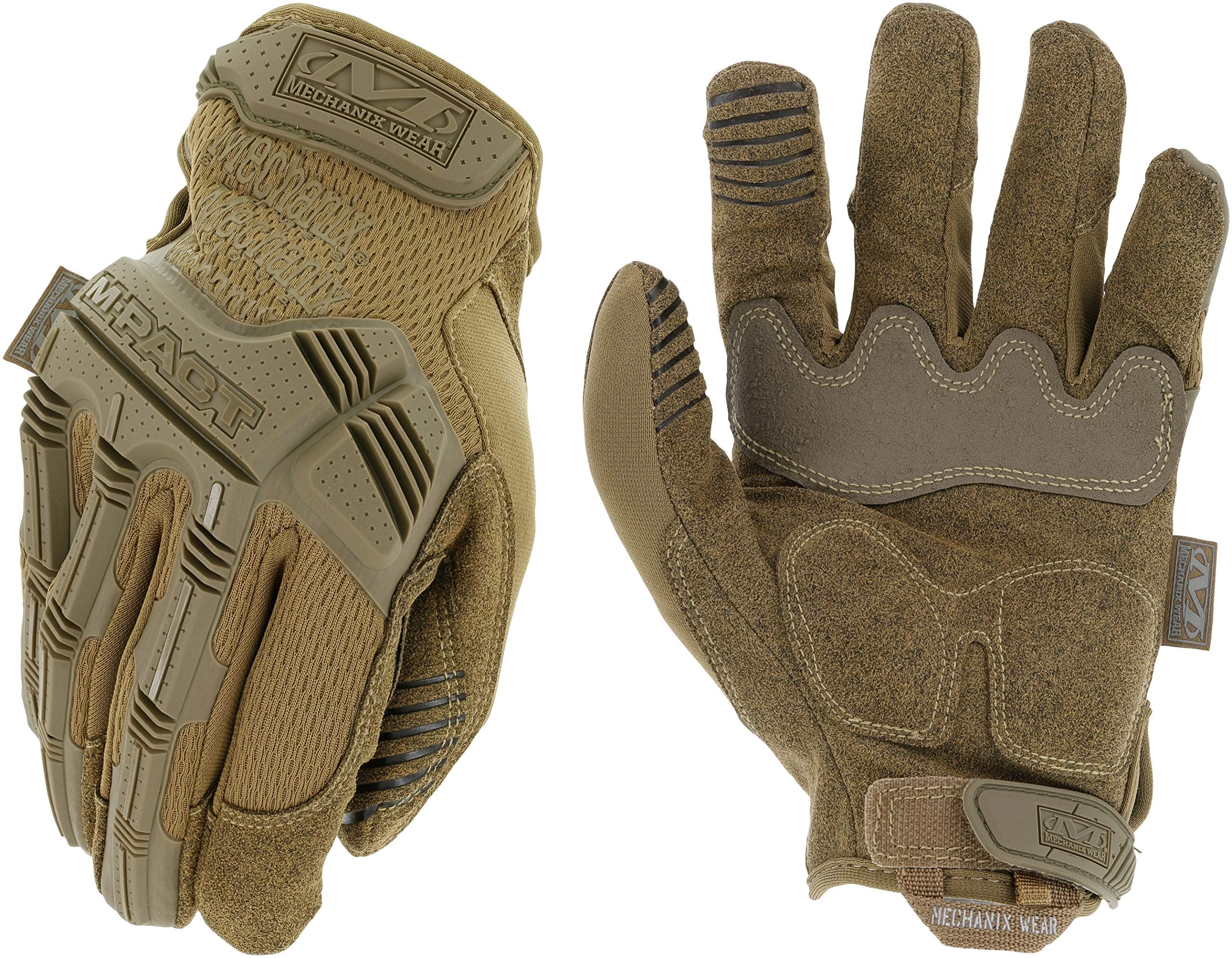 M-Pact Tactical Gloves with Secure Fit, Touchscreen Capable Safety Gloves for Men, Work Gloves with Impact Protection and Vibration Absorption (Brown, Large)