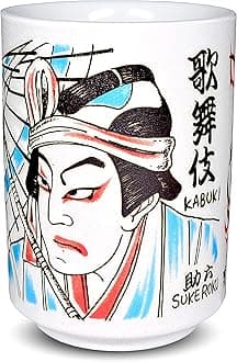 Japanese Yunomi Sushi Tea Cup Mino Ware, Kabuki Sukeroku Print