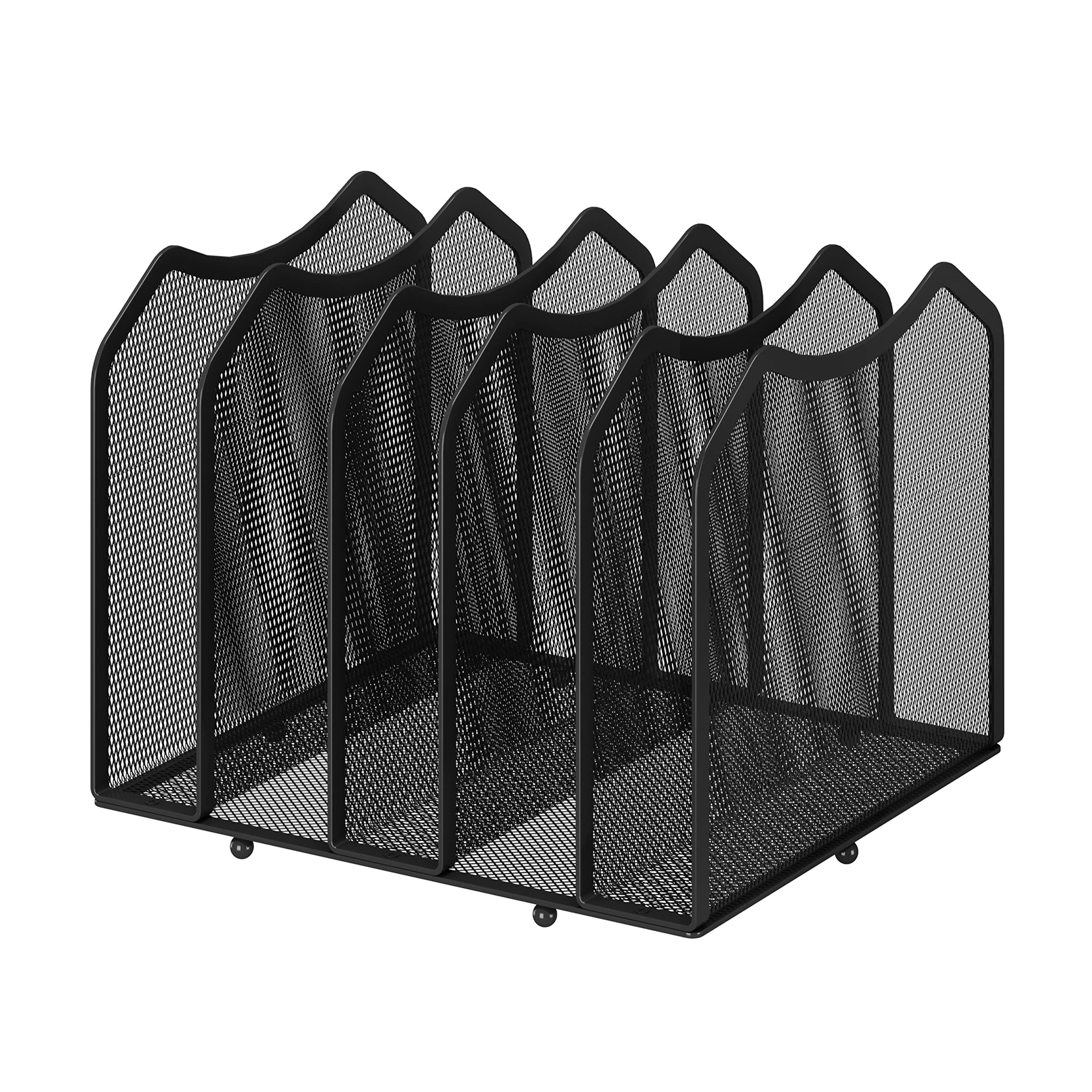 Simple Trending Mesh Desktop File Sorter Organizer, 5-Section Bookshelf for D...