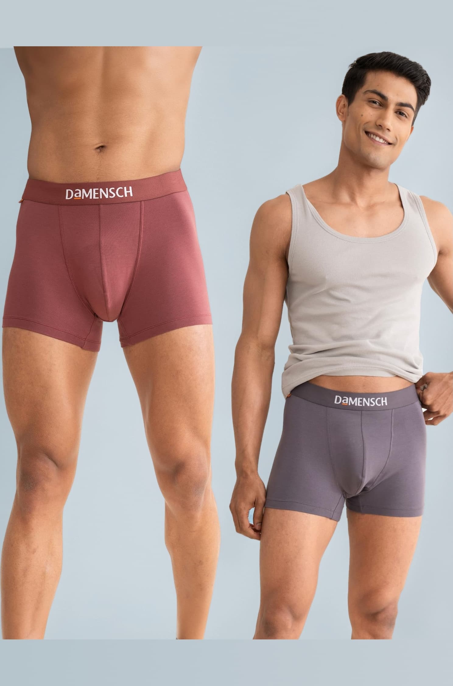 Regular Fit Solid Cotton Blend Trunk Underwear Anti-Bacterial Moisture Wicking Breathable Microfibre Waistband Deo-Cotton Trunks for Men