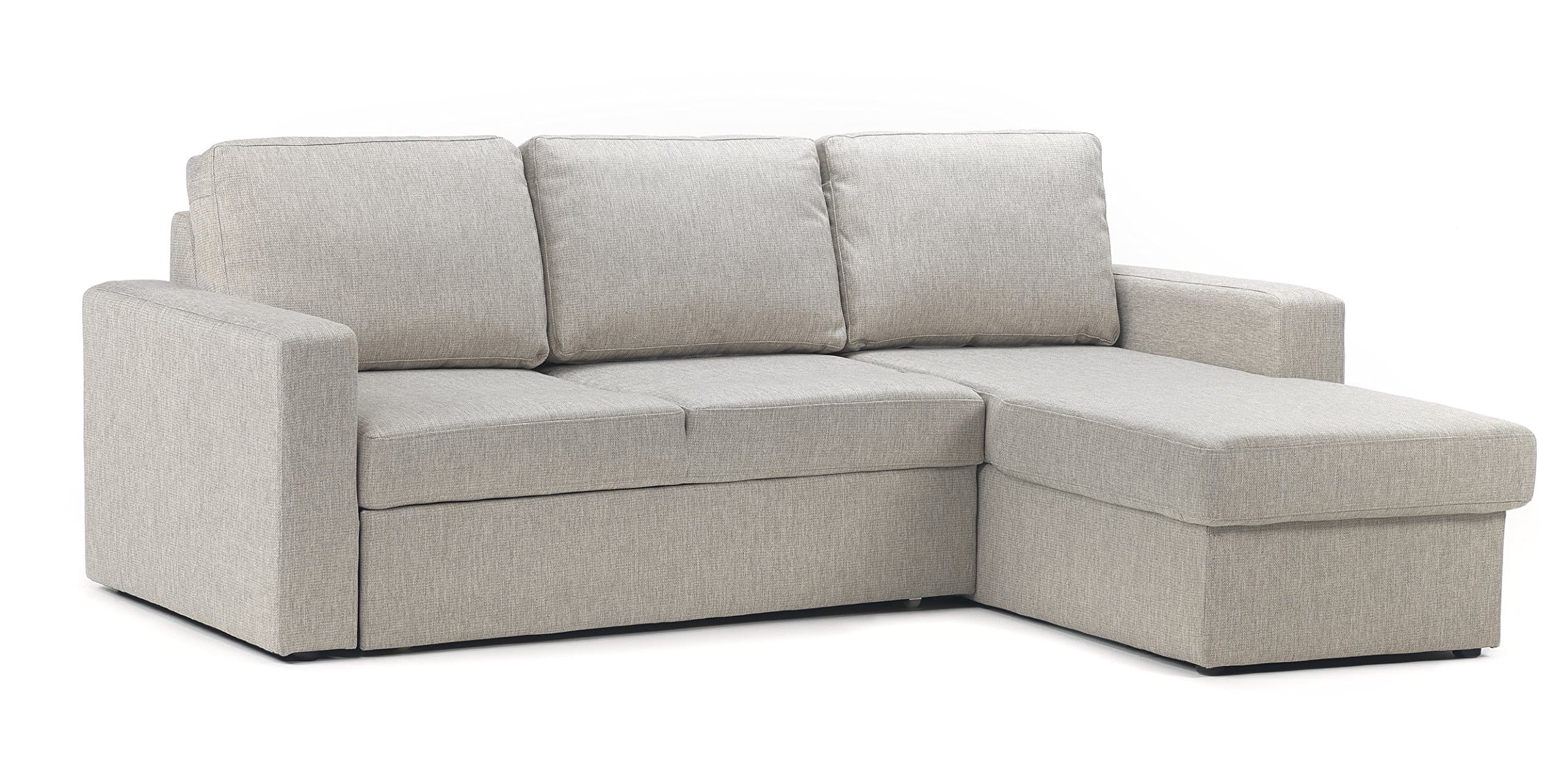 Delaney Luxury Reversible Chaise Longue Corner Lounge Suite Couch Pull Out Sofa Bed (Dallas fabric sand(Grey Sand))