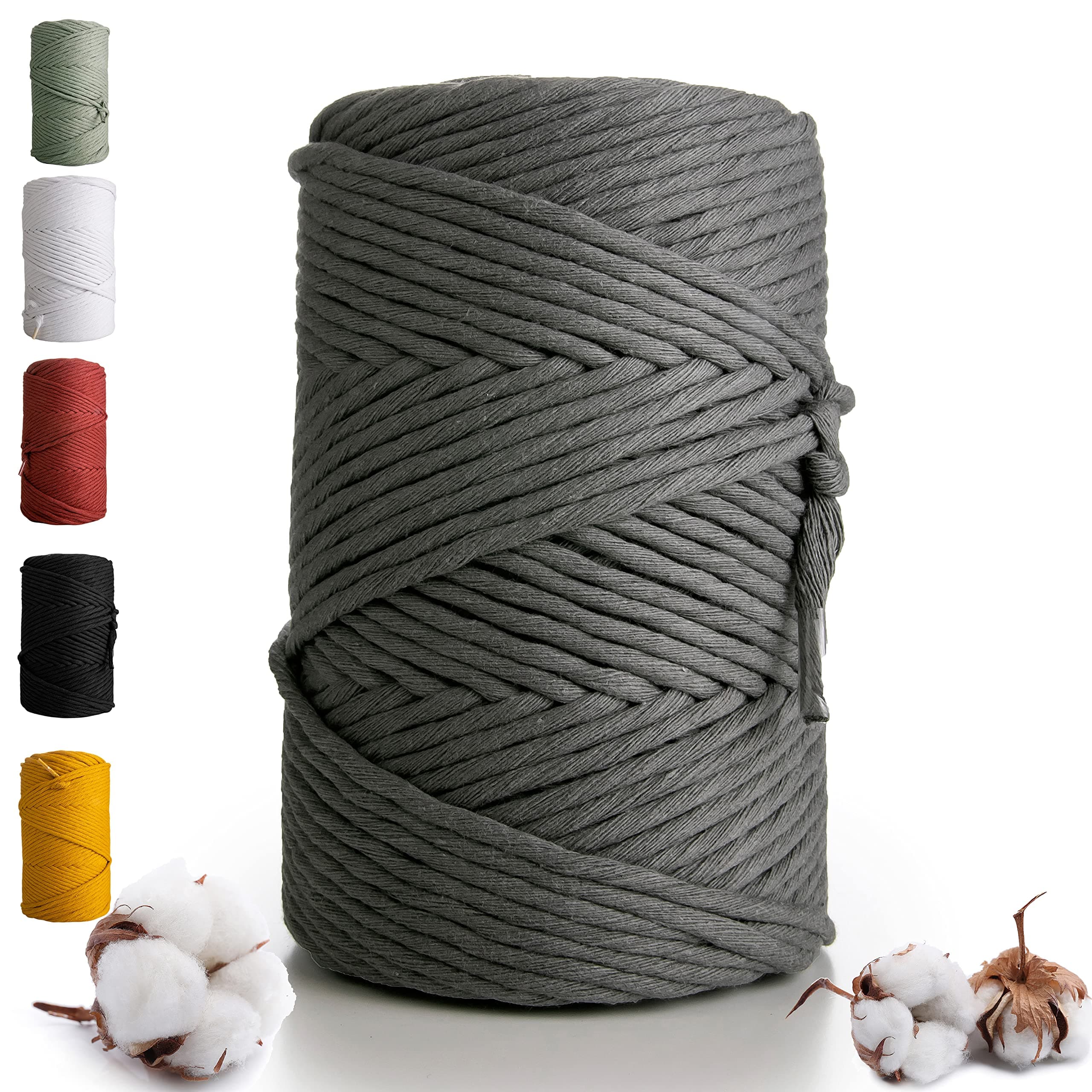 Macrame Cord 3mm 140m Single Strand Twisted Macrame Cotton Rope, Dyed Craft String for Knitting, Crochet, Macramé for Handmade Wall Hanging, Dream Catcher, Plant Hangers, Kit, DIY projects
