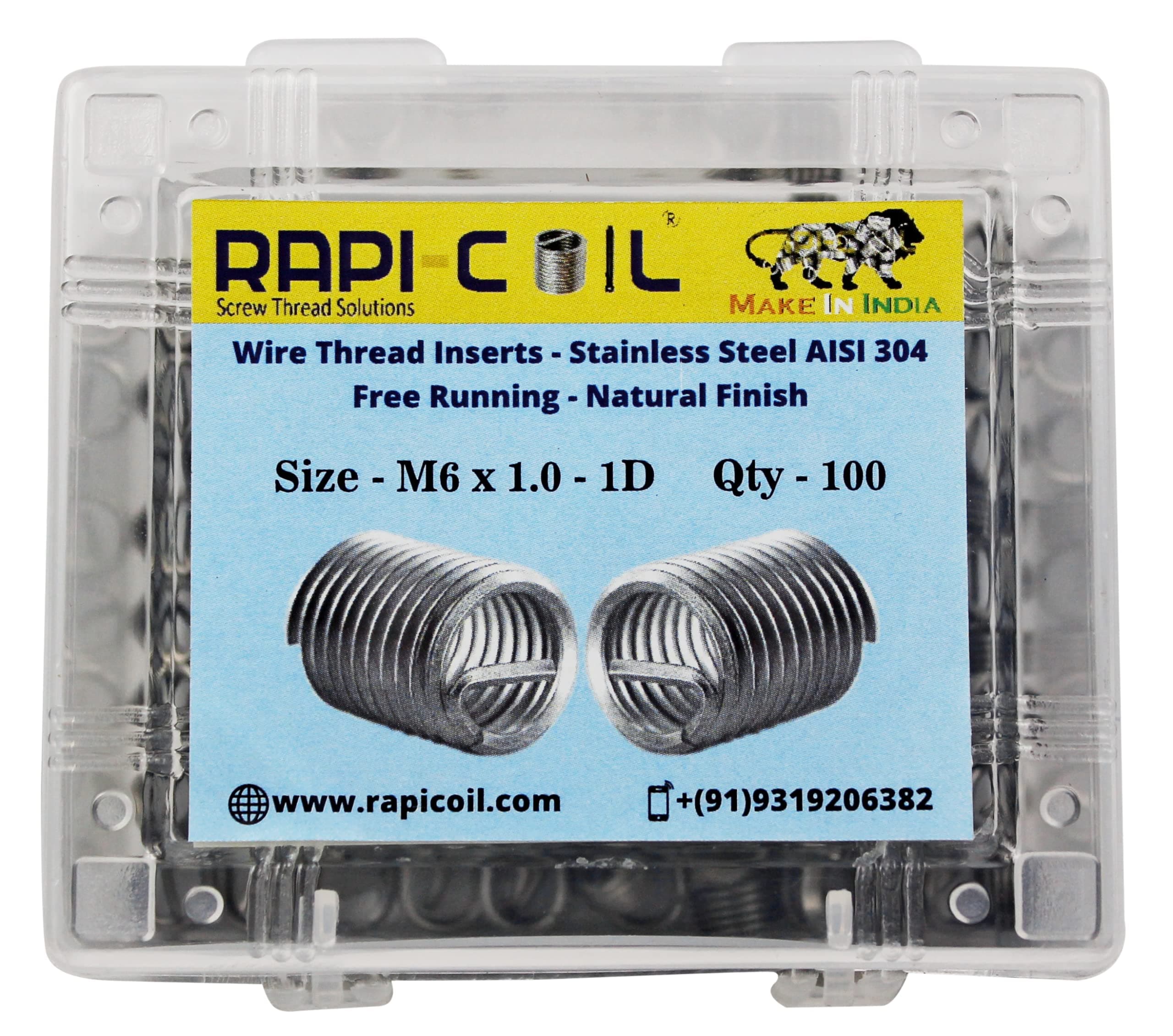 RAPI-COIL® 304 Stainless Steel Metric - Wire Thread Inserts Kit (M6 x 1.0, 1D)