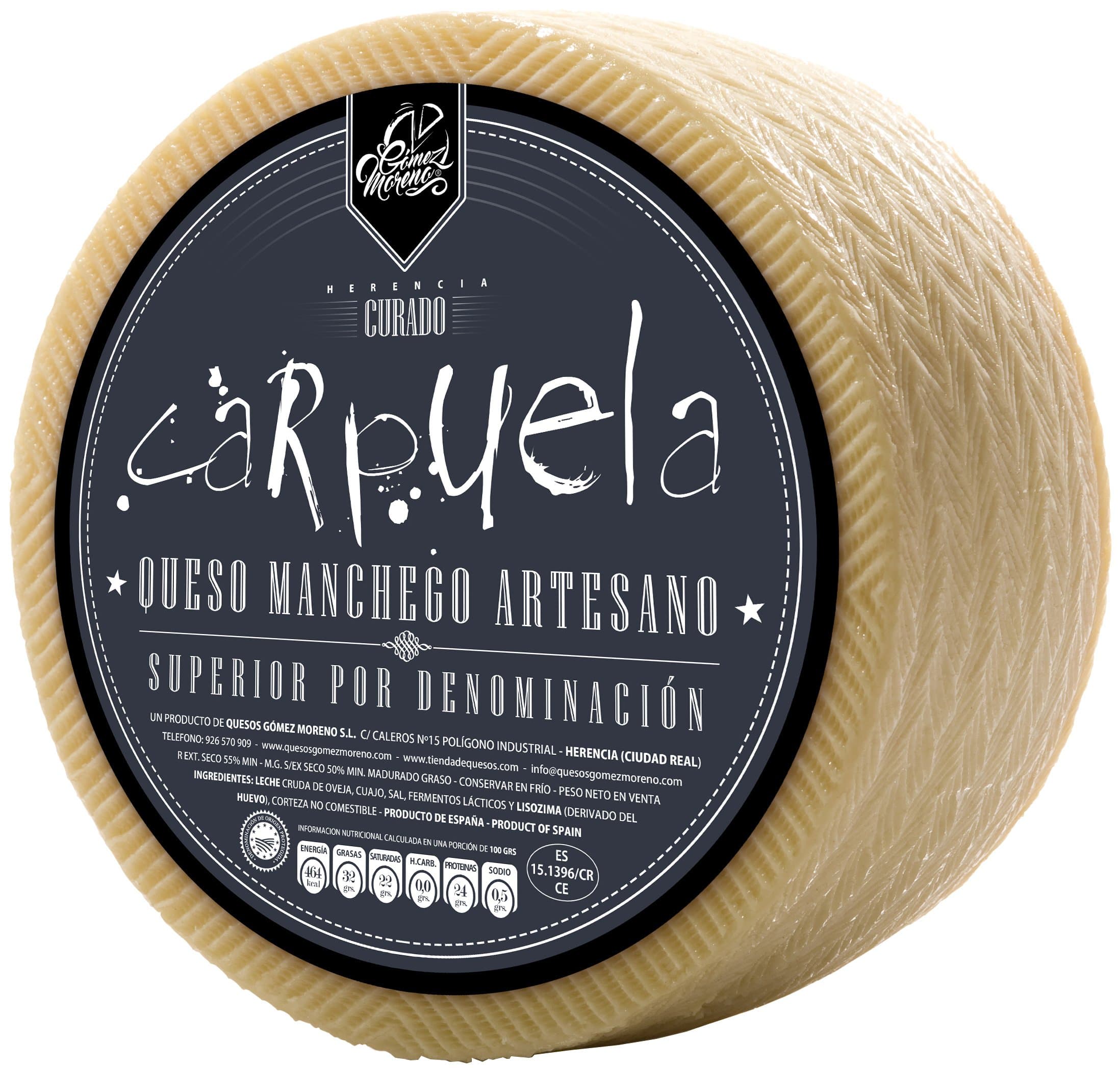 Quesos Gomez Moreno - Medium Cured DO Manchego Cheese Carpuela 2.3 Kg - Spanish Cheese