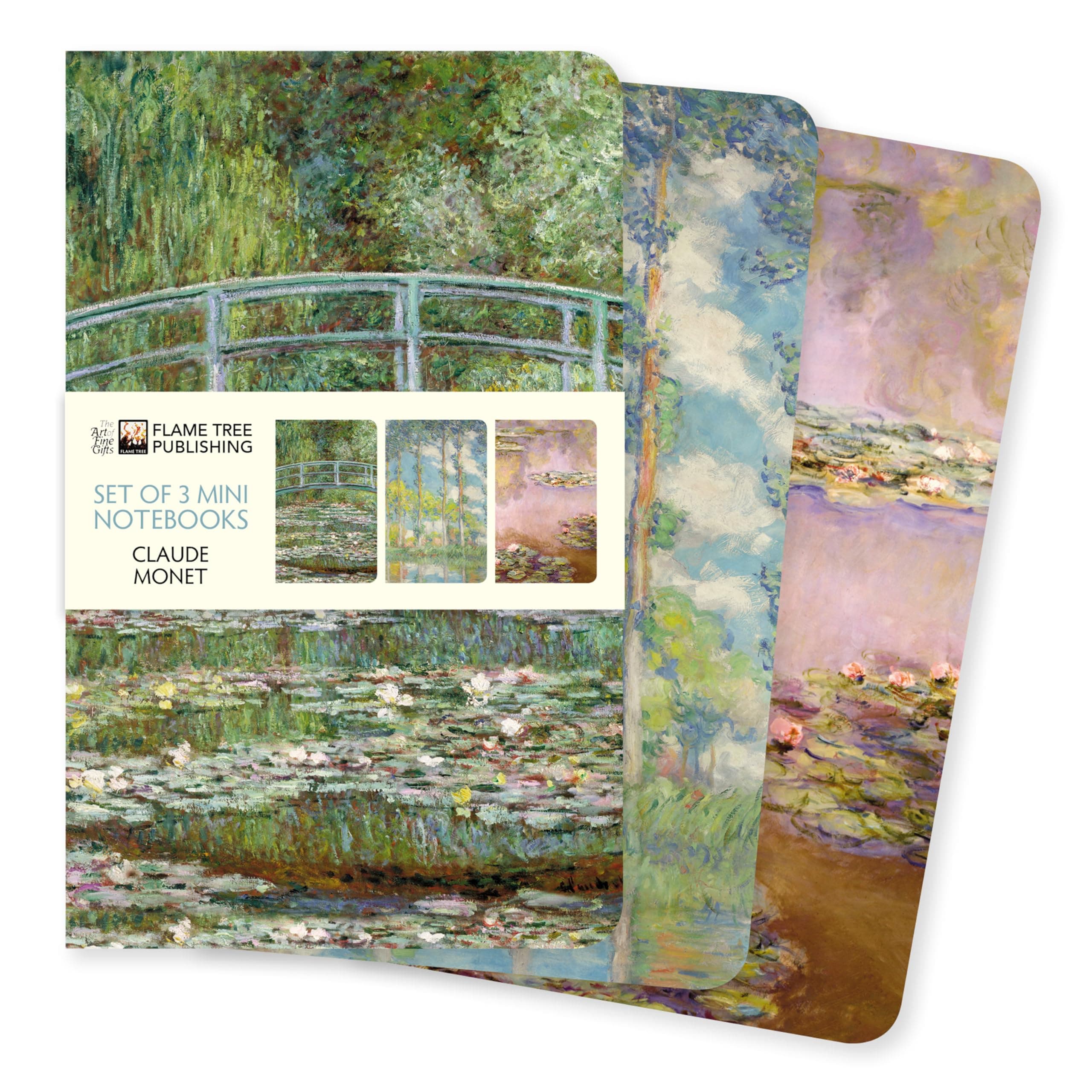 Flame Tree Gift Claude Monet Set of 3 Mini Notebooks