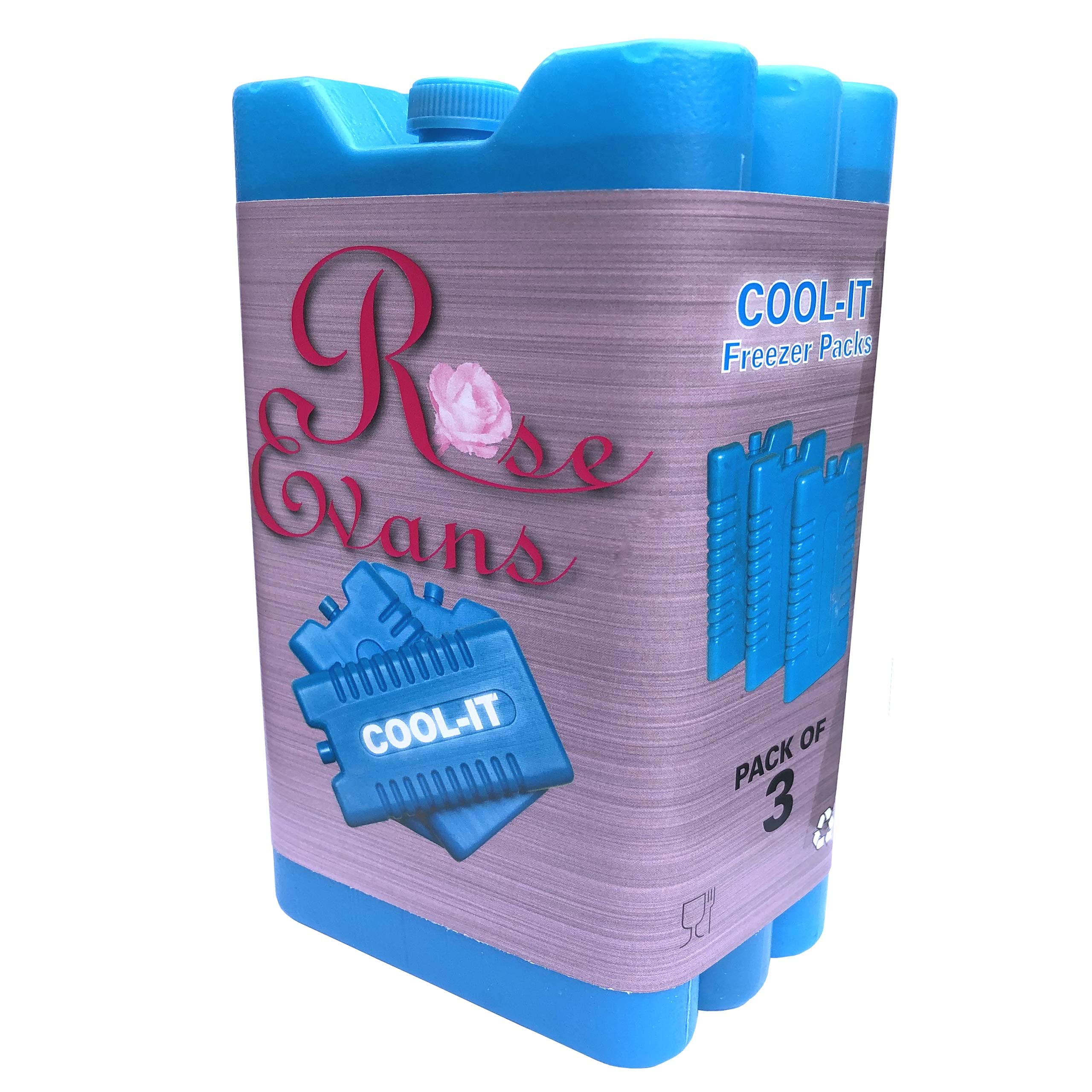 Rose Evans® Ice Cooler Freezer Blocks - Suitable For Cool / Lunch Boxes - 3 Pack - H15 x W8 x D2cm