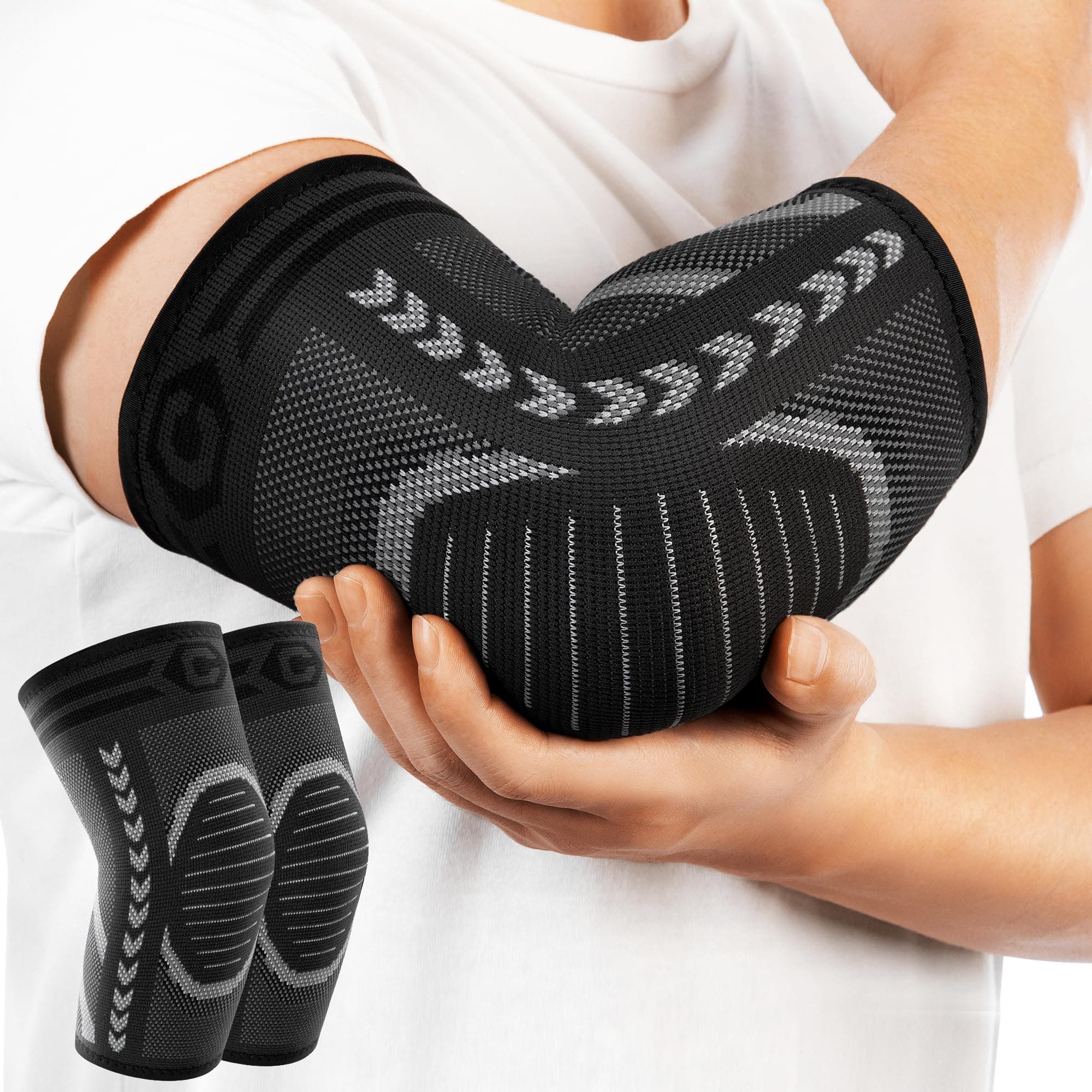 Elbow Support for Men & Women (2-Pack), Compression Elbow Sleeves for Tendonitis Discomfort, Targeted Support for Tennis, Golf, and Weightlifting