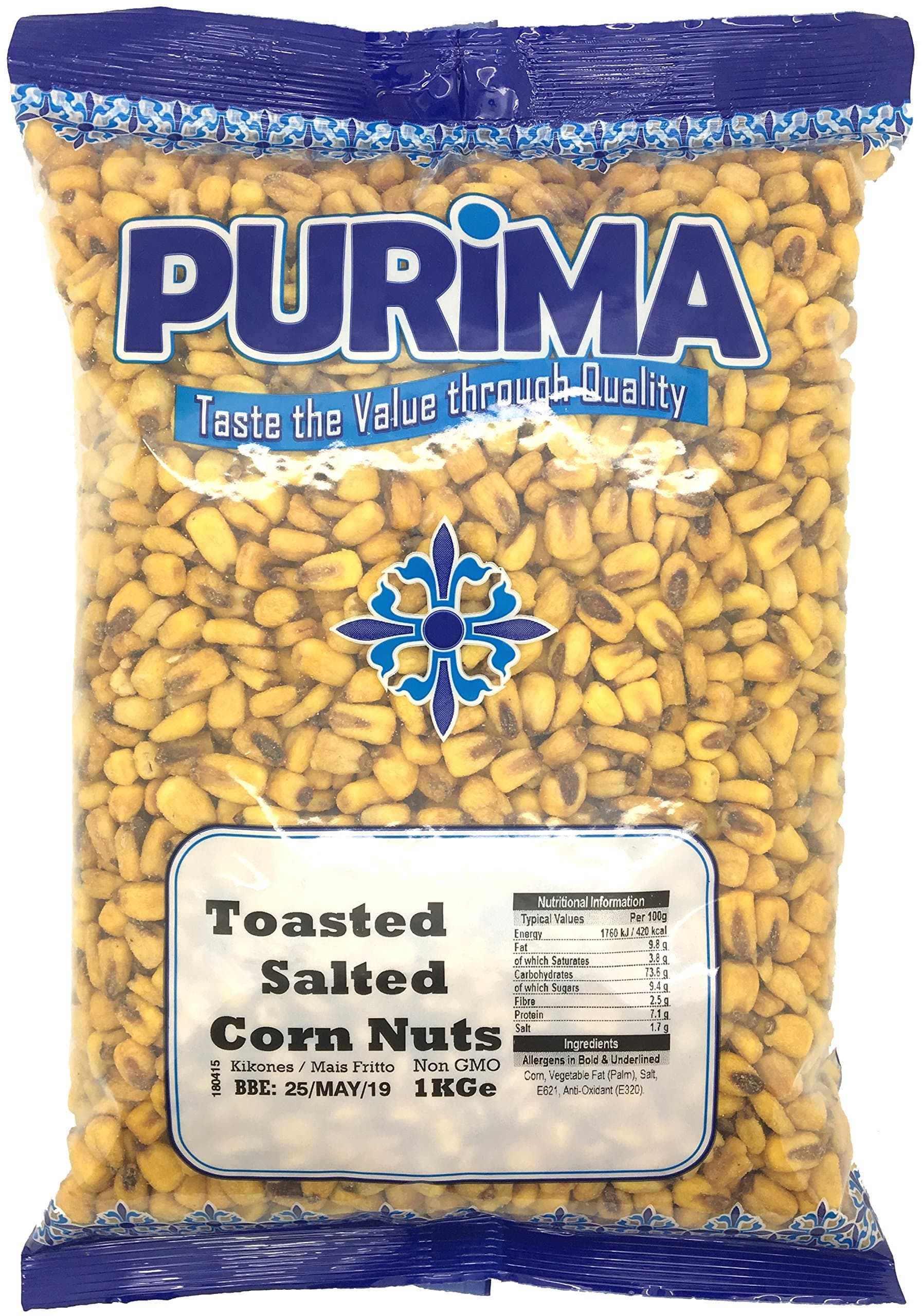 Toasted Corn 1kg – Original Salt Flavour - Roasted Salted Corn Nuts Kernels - Premium Fresh Crispy Crunchy Authentic Spanish Savoury Snack – Ready to Eat - Bulk Bag – Vegan Plant Based Snacks PURIMA