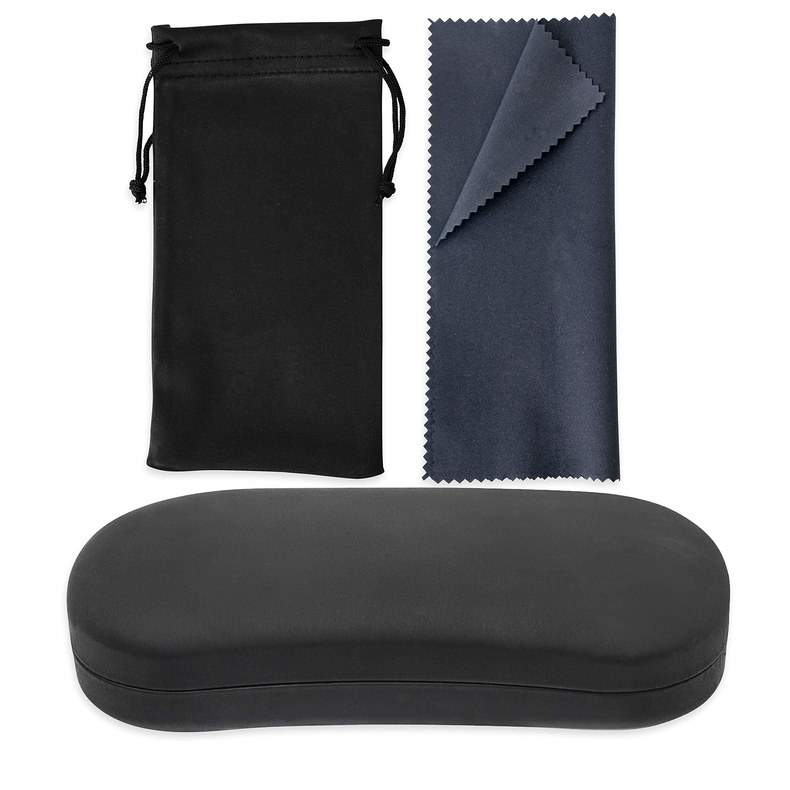 Noble Hard Shell Glasses Case - Protective Eyeglass Case for Glasses with Microfiber Cleaning Cloth and Pouch