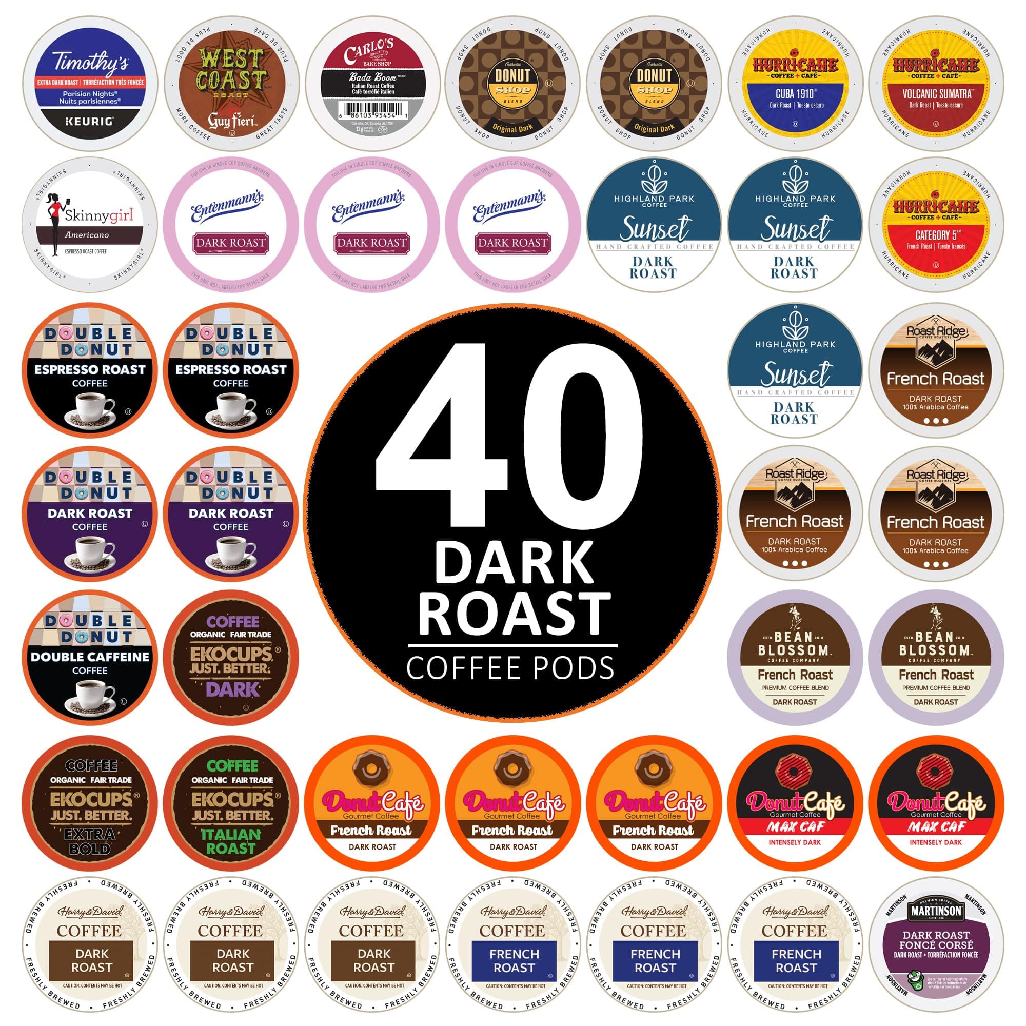 40-count BOLD & DARK ROAST COFFEE Single Serve Cups For Keurig K Cup Brewers Variety Pack Sampler (Bold Sampler)